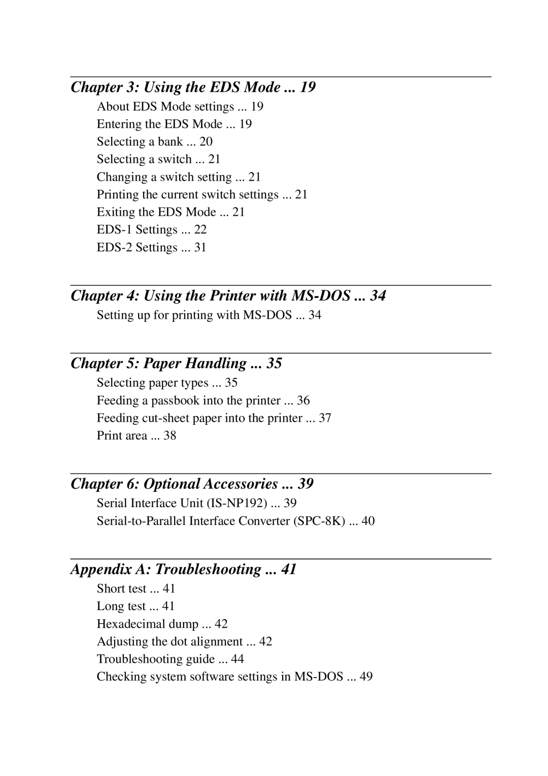 Star Micronics LC-8021 manual Using the EDS Mode, Using the Printer with MS-DOS, Paper Handling, Optional Accessories 