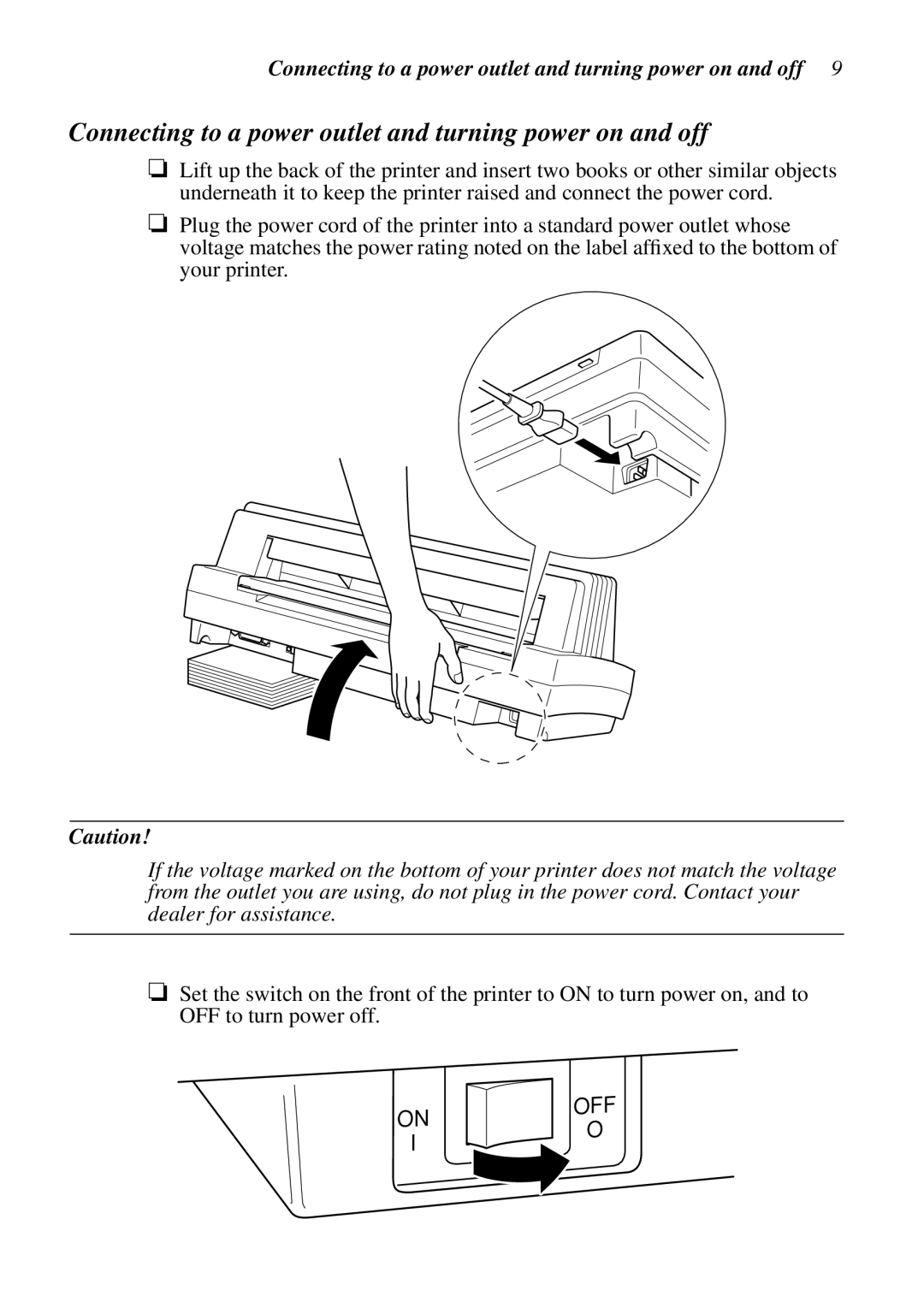 Star Micronics LC-8521 user manual Connecting to a power outlet and turning power on and off 