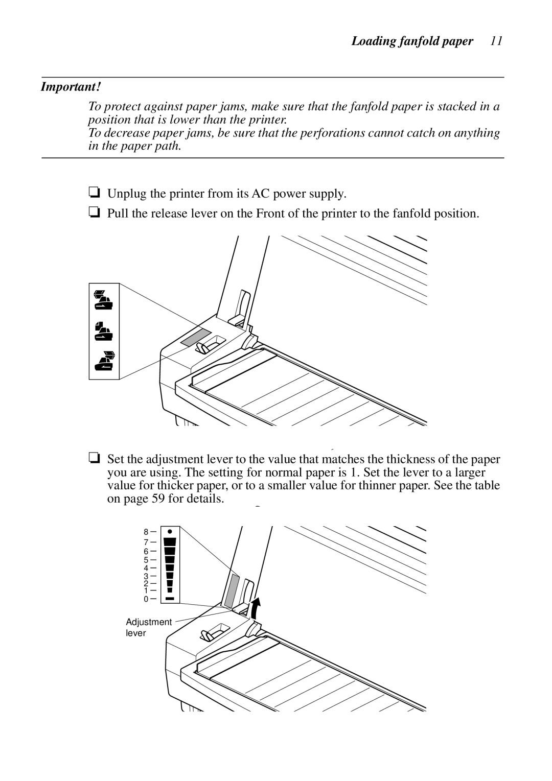 Star Micronics LC-8521 user manual Loading fanfold paper 