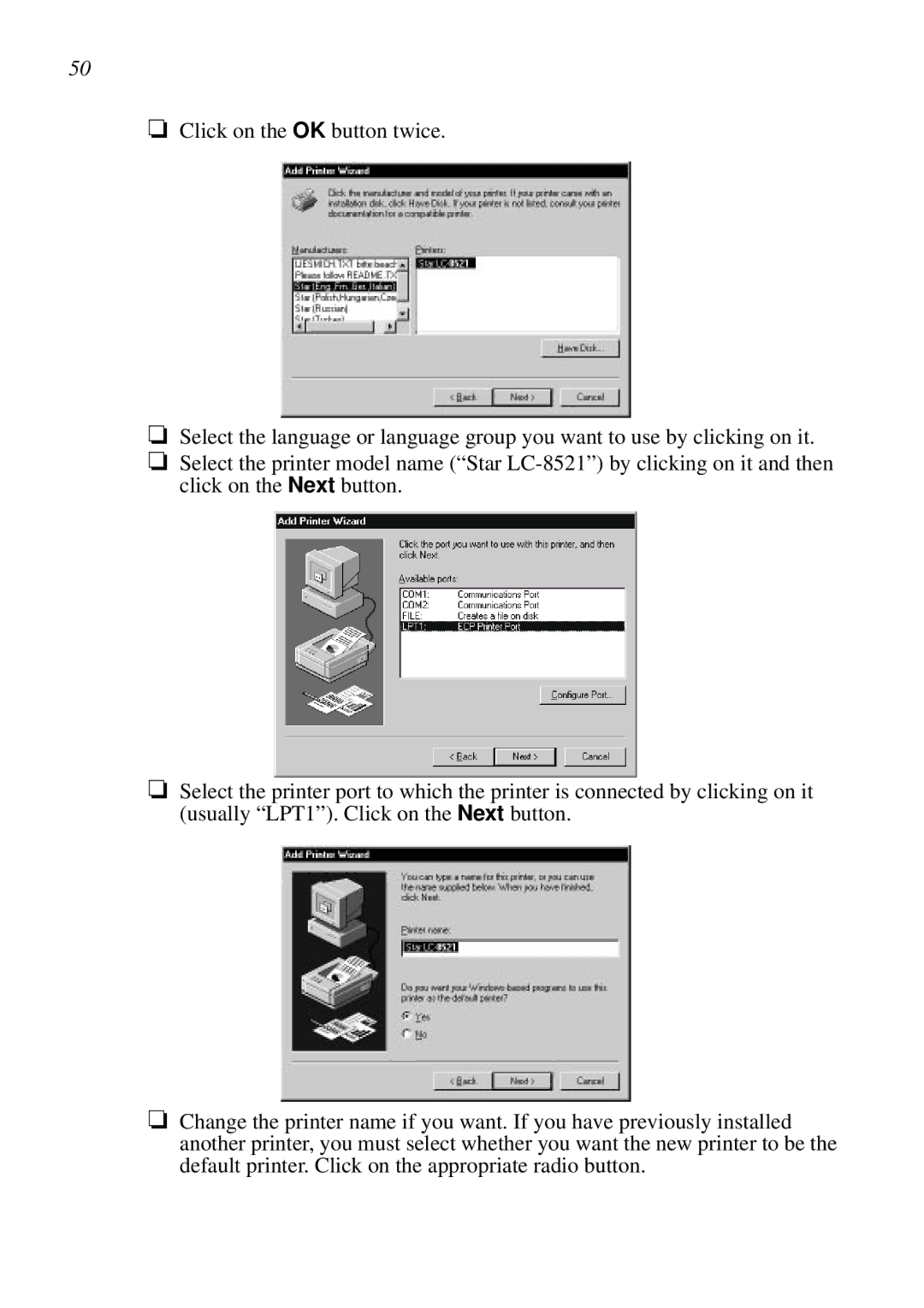 Star Micronics LC-8521 user manual 