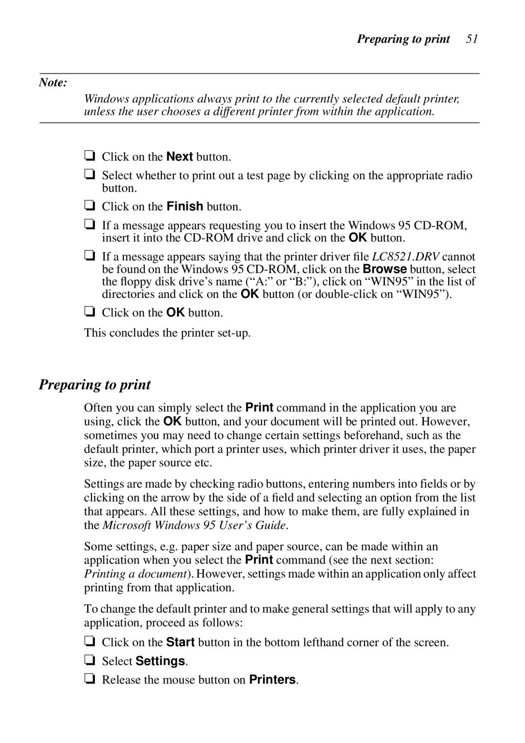 Star Micronics LC-8521 user manual Preparing to print 