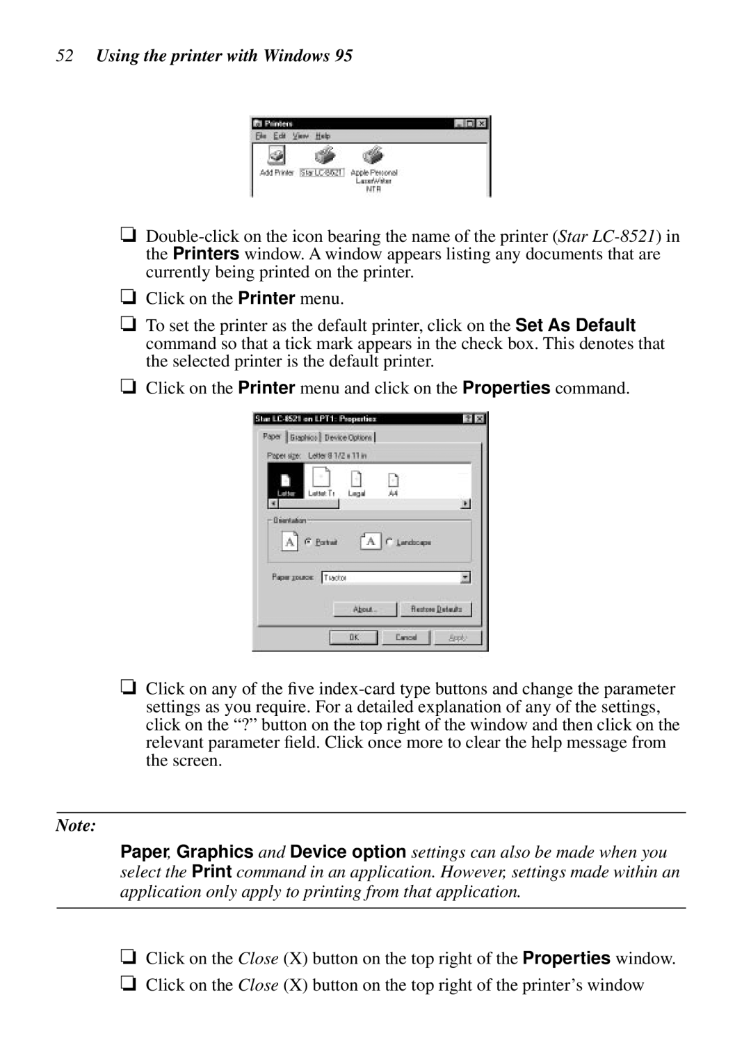 Star Micronics LC-8521 user manual Using the printer with Windows 