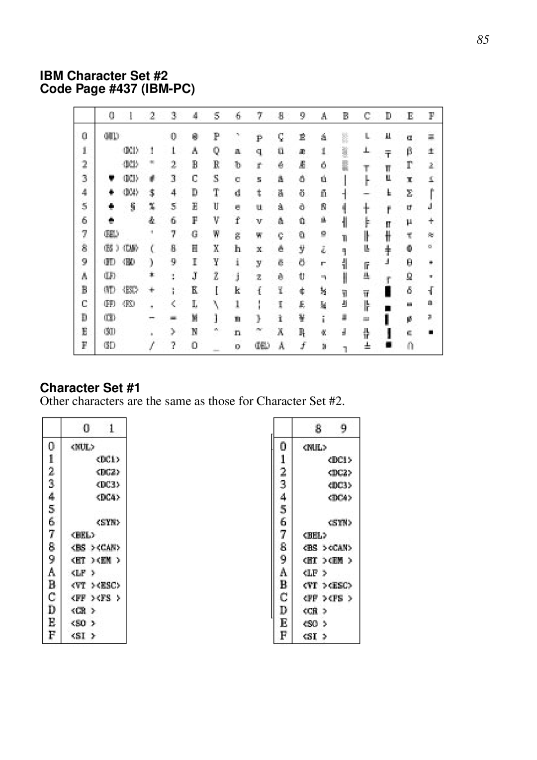 Star Micronics LC-8521 user manual IBM Character Set #2 Code Page #437 IBM-PC Character Set #1 