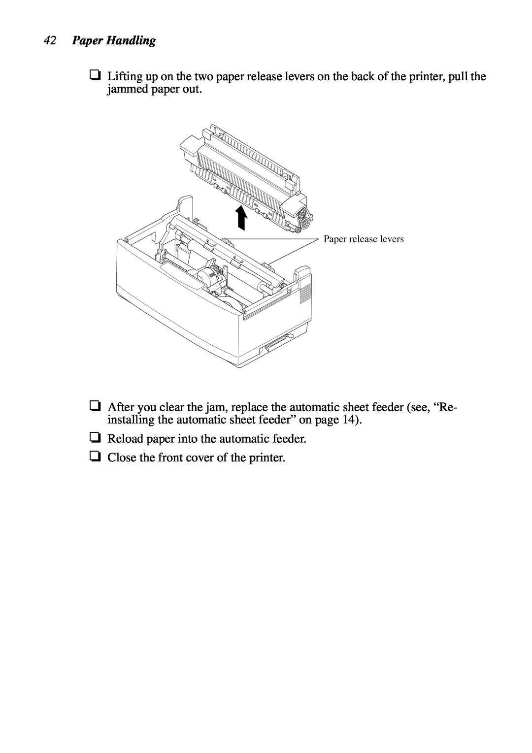 Star Micronics LC-90 NX-1010 user manual Paper Handling, Paper release levers 