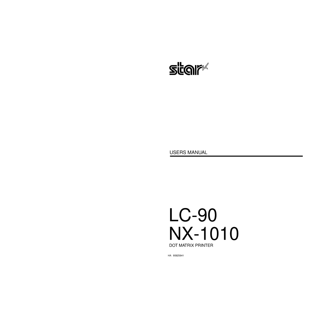 Star Micronics LC-90 NX-1010 user manual 