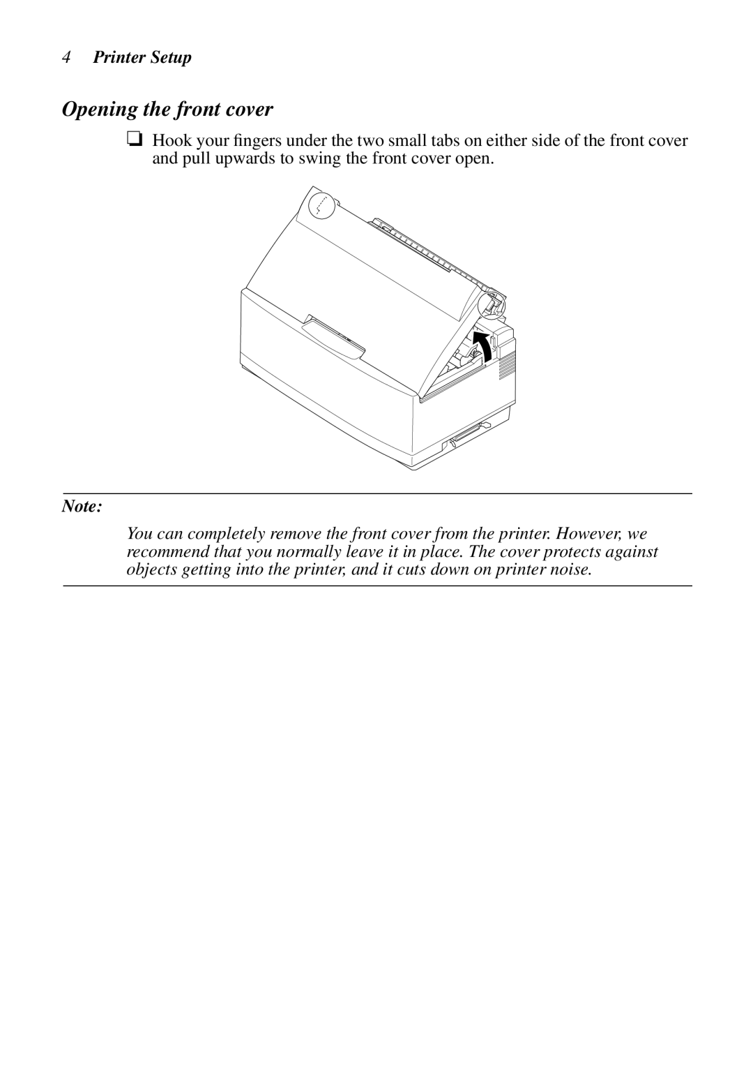 Star Micronics LC-90 NX-1010 user manual Opening the front cover 