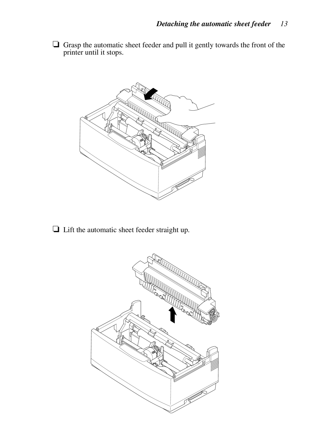 Star Micronics LC-90 NX-1010 user manual Detaching the automatic sheet feeder 