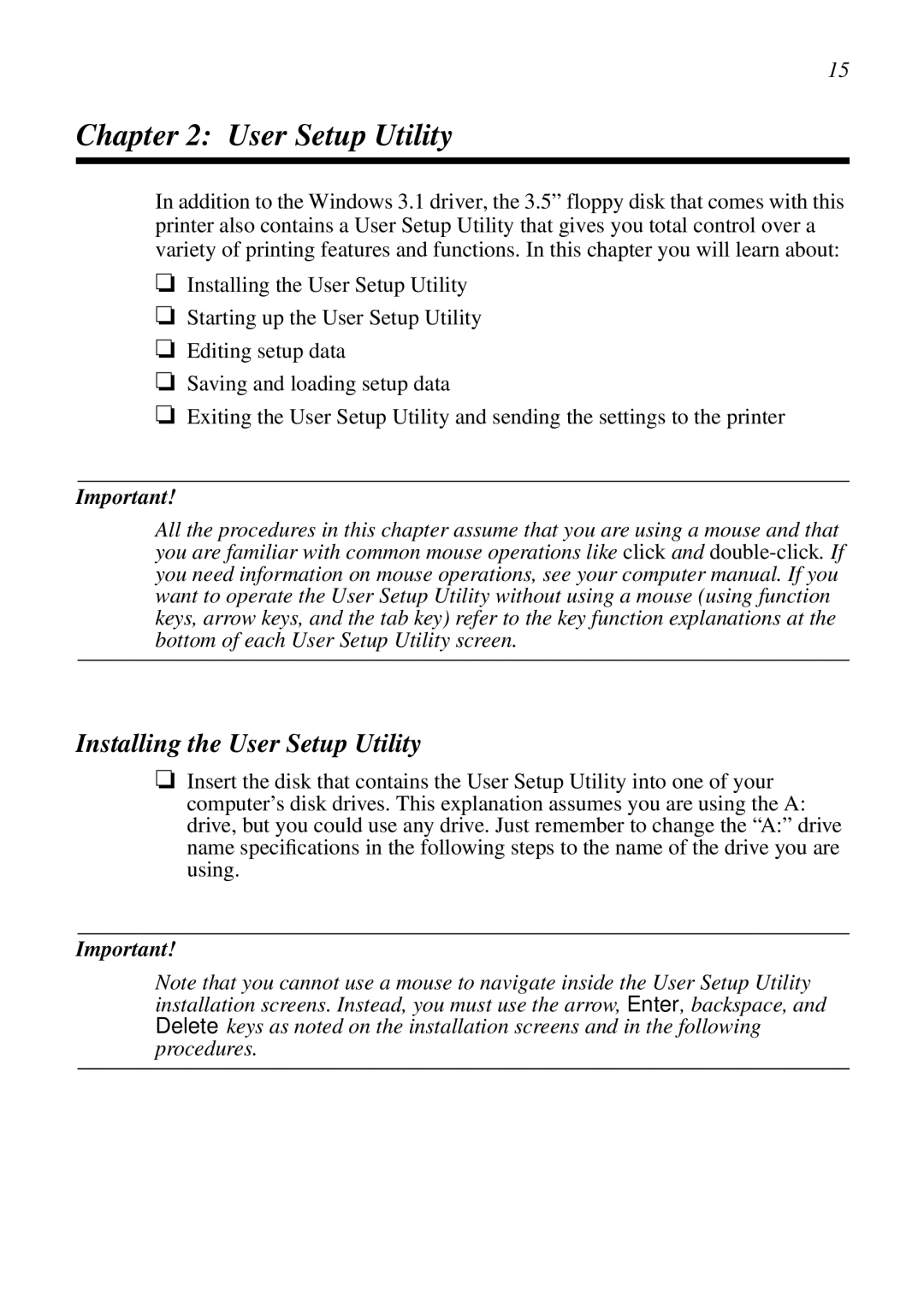 Star Micronics LC-90 NX-1010 user manual Installing the User Setup Utility 