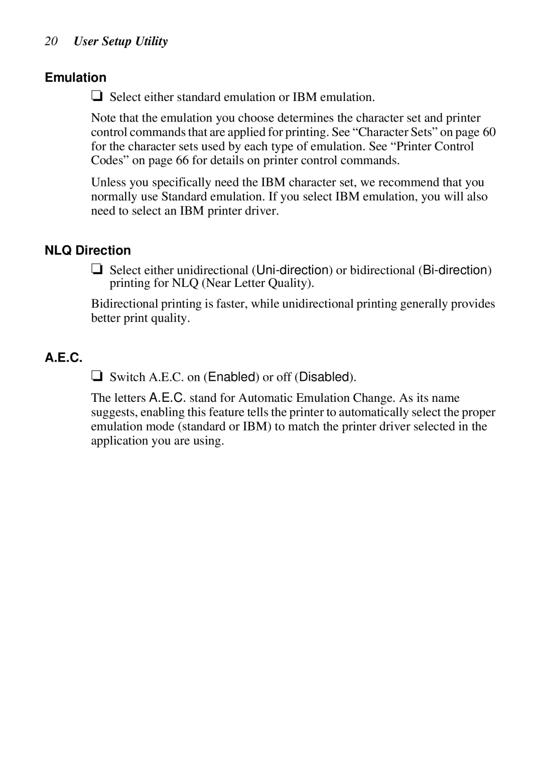 Star Micronics LC-90 NX-1010 user manual Emulation, NLQ Direction 