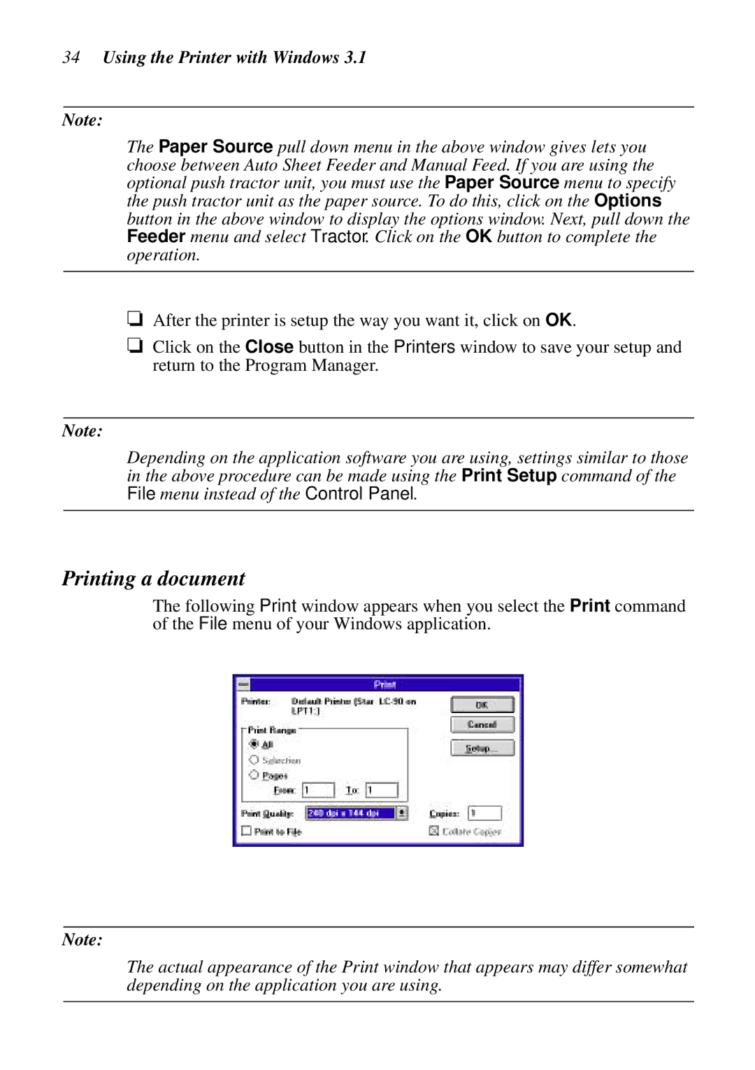 Star Micronics LC-90 NX-1010 user manual Printing a document 