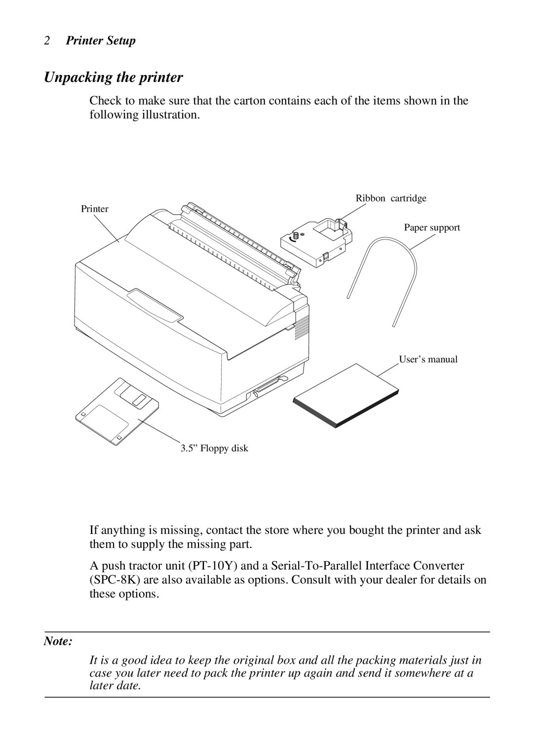 Star Micronics LC-90 NX-1010 user manual Unpacking the printer, Printer Setup 