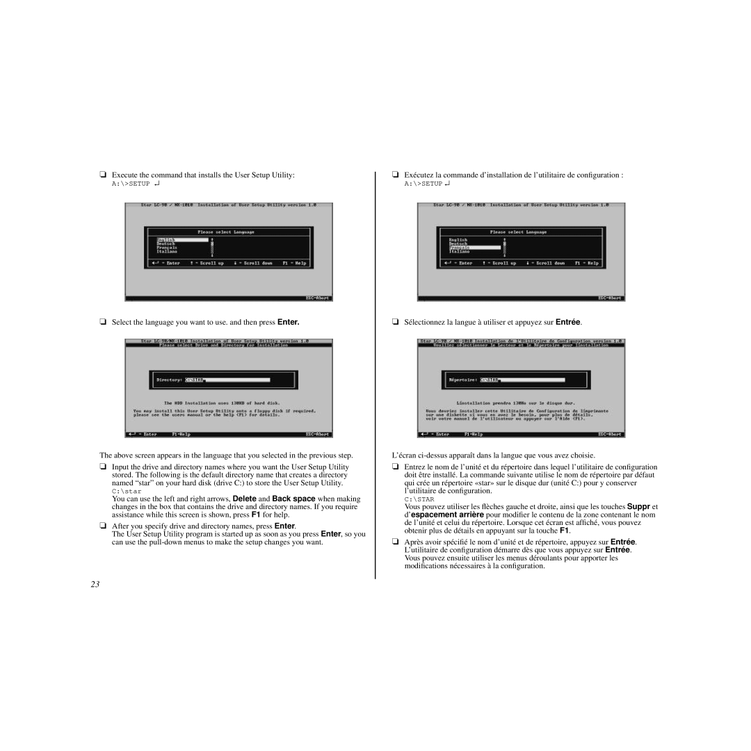 Star Micronics LC-90 manual Entrée 