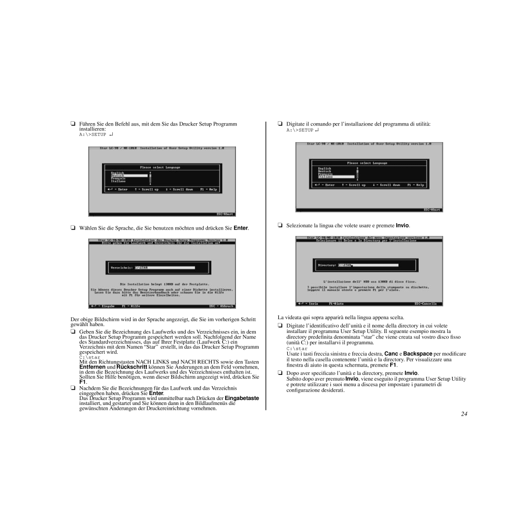 Star Micronics LC-90 manual Setup 