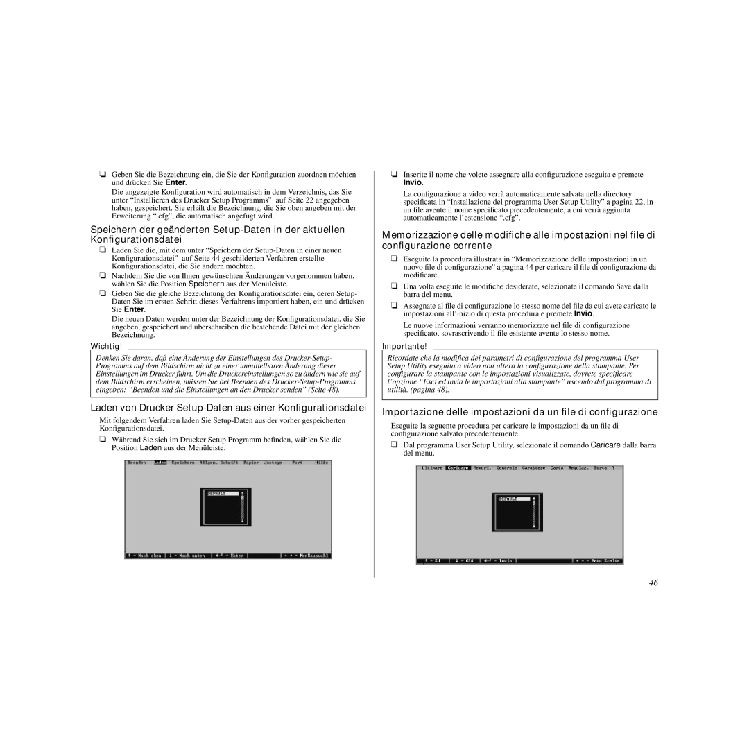 Star Micronics LC-90 manual Importazione delle impostazioni da un ﬁle di conﬁgurazione 