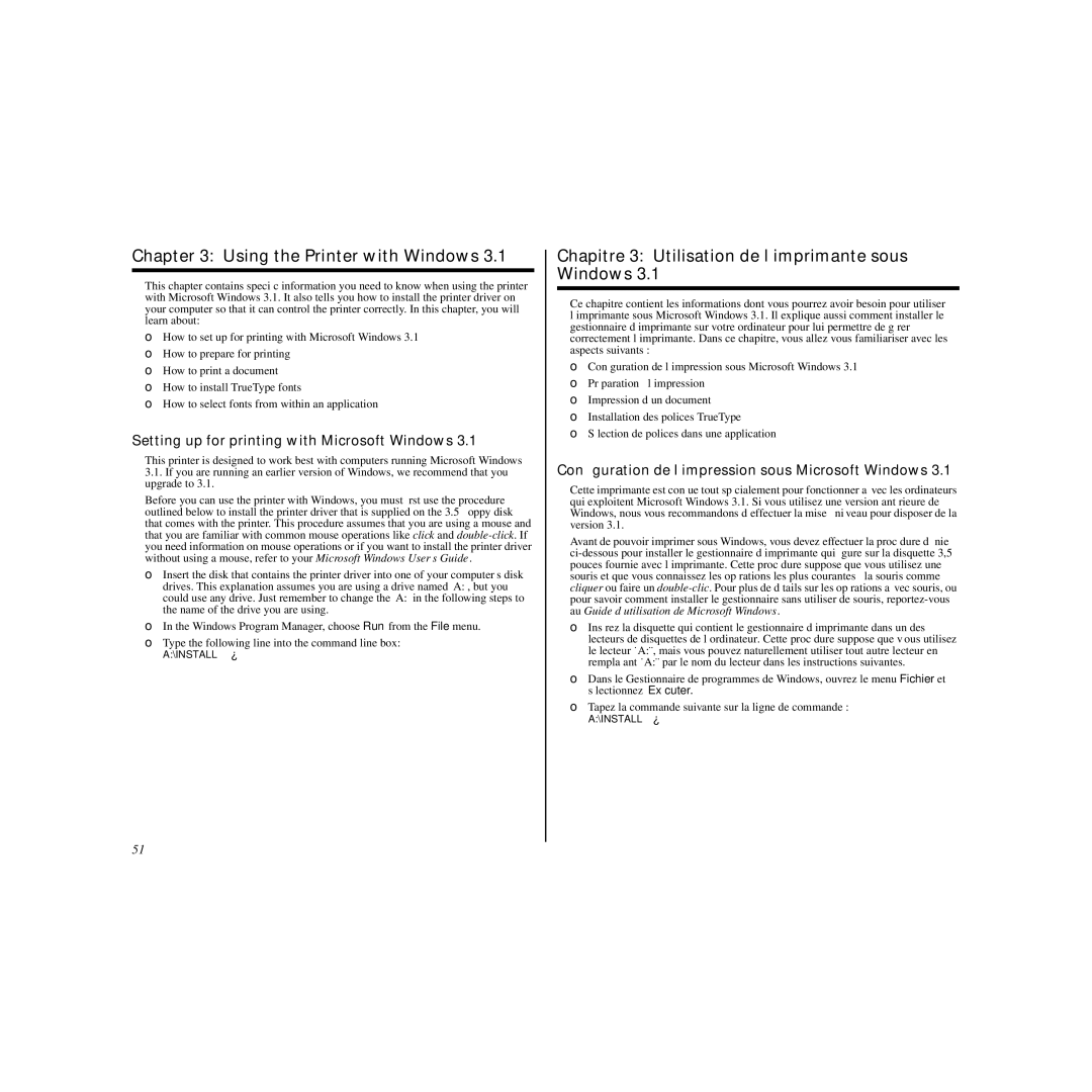 Star Micronics LC-90 manual Using the Printer with Windows, Chapitre 3 Utilisation de l’imprimante sous Windows 