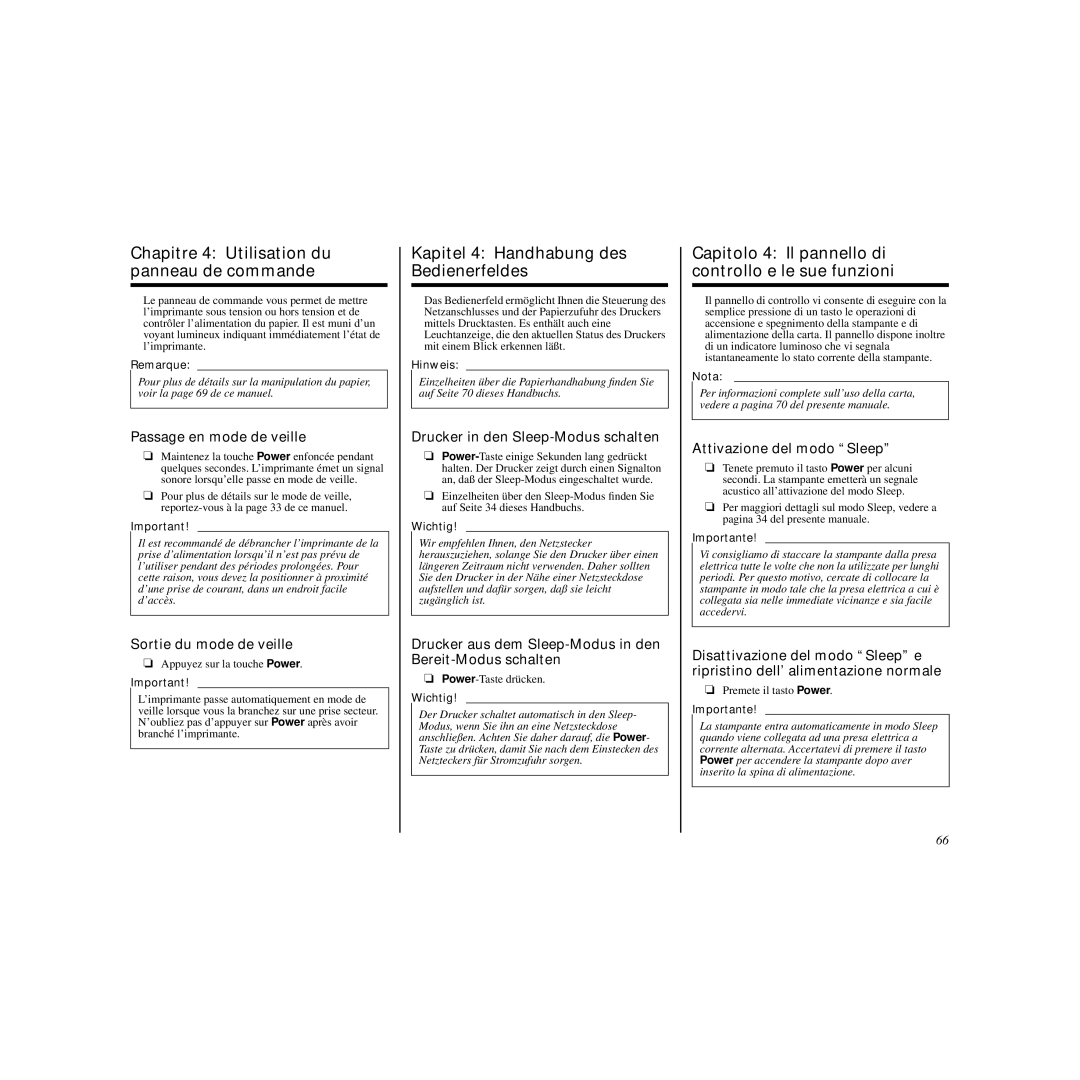 Star Micronics LC-90 manual Chapitre 4 Utilisation du panneau de commande, Kapitel 4 Handhabung des Bedienerfeldes 