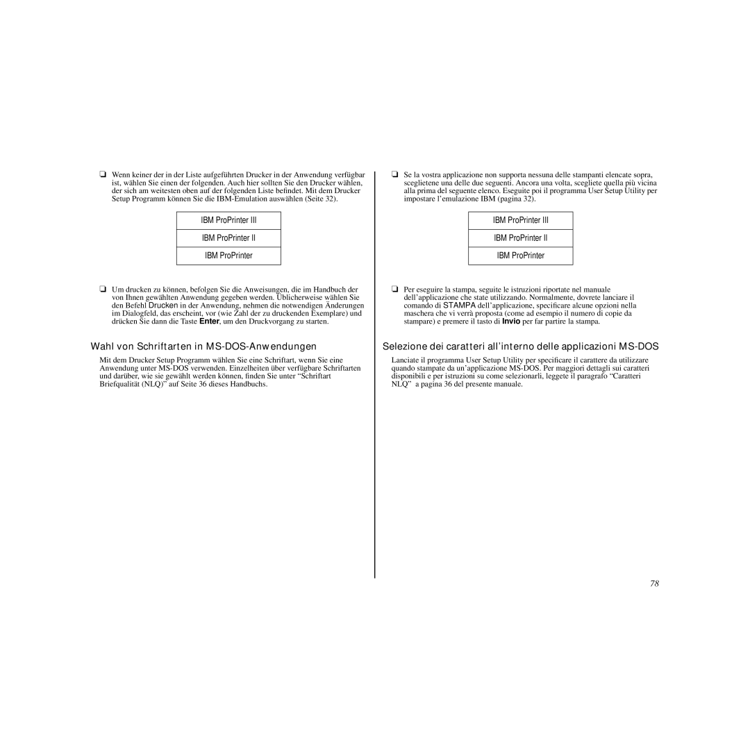 Star Micronics LC-90 manual Wahl von Schriftarten in MS-DOS-Anwendungen 