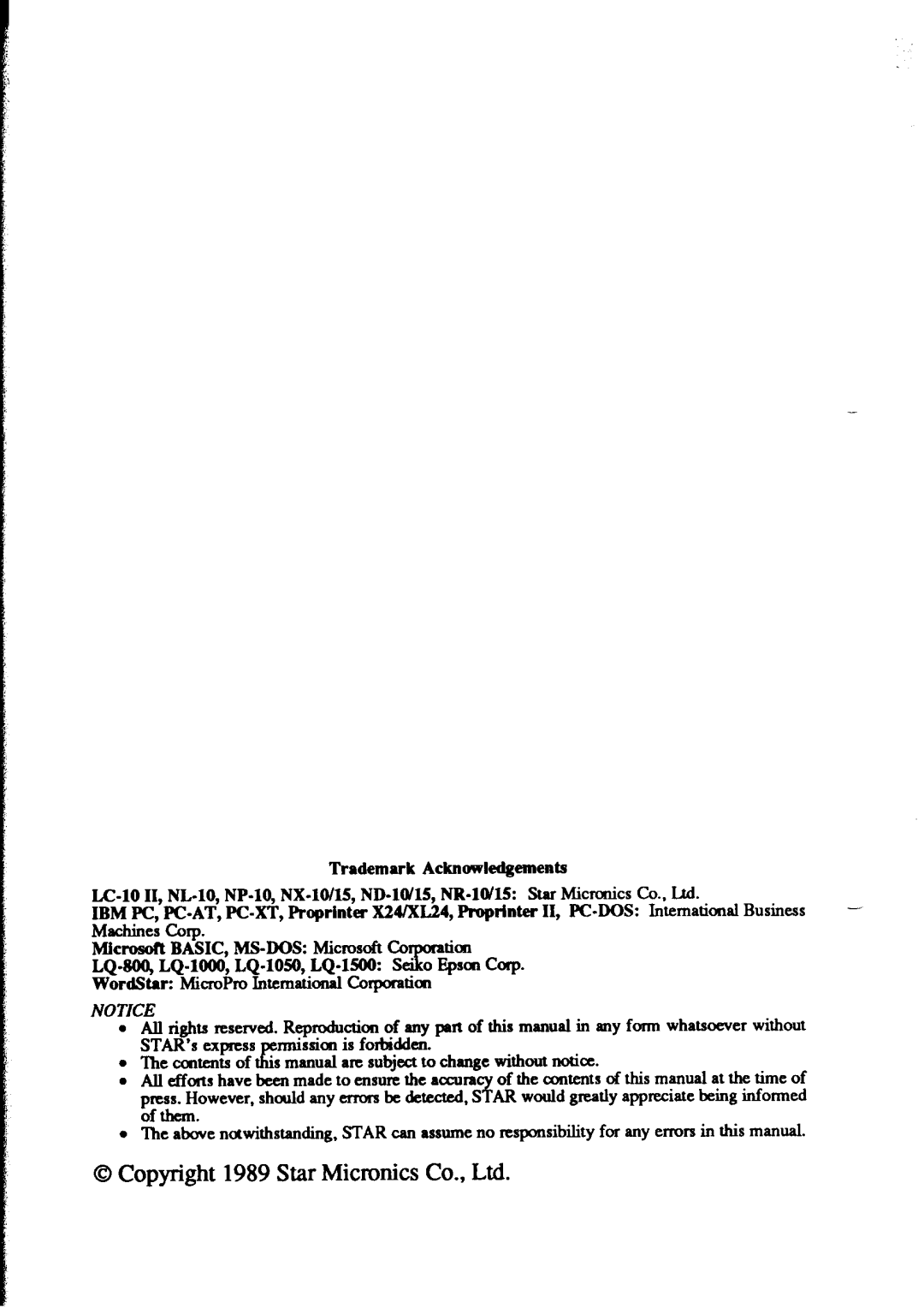 Star Micronics LC-IOII user manual Machines Corp 