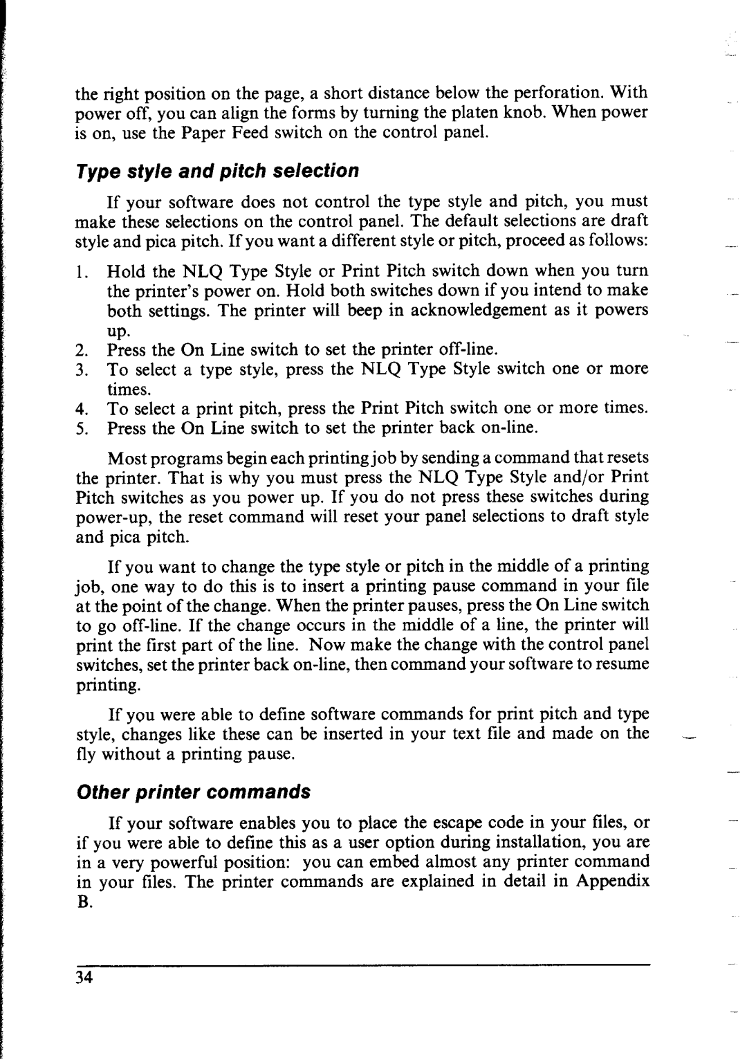 Star Micronics LC-IOII user manual Type style and pitch selection 