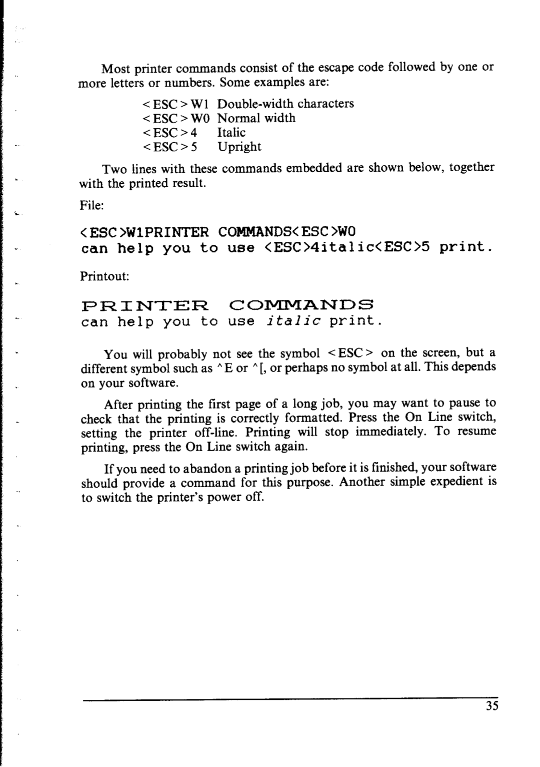 Star Micronics LC-IOII user manual Printercoixmands 