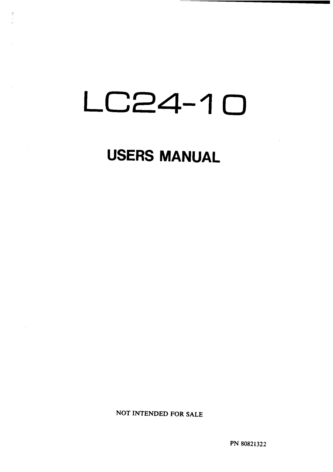 Star Micronics LC24-10 user manual 