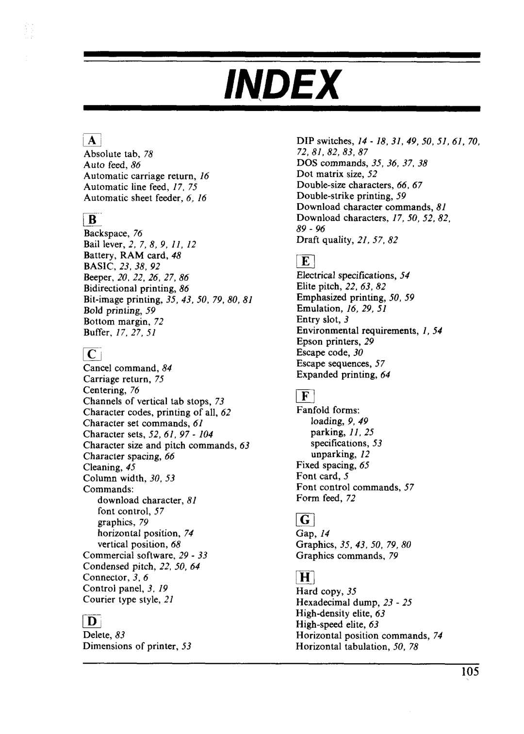 Star Micronics LC24-10 user manual Index 