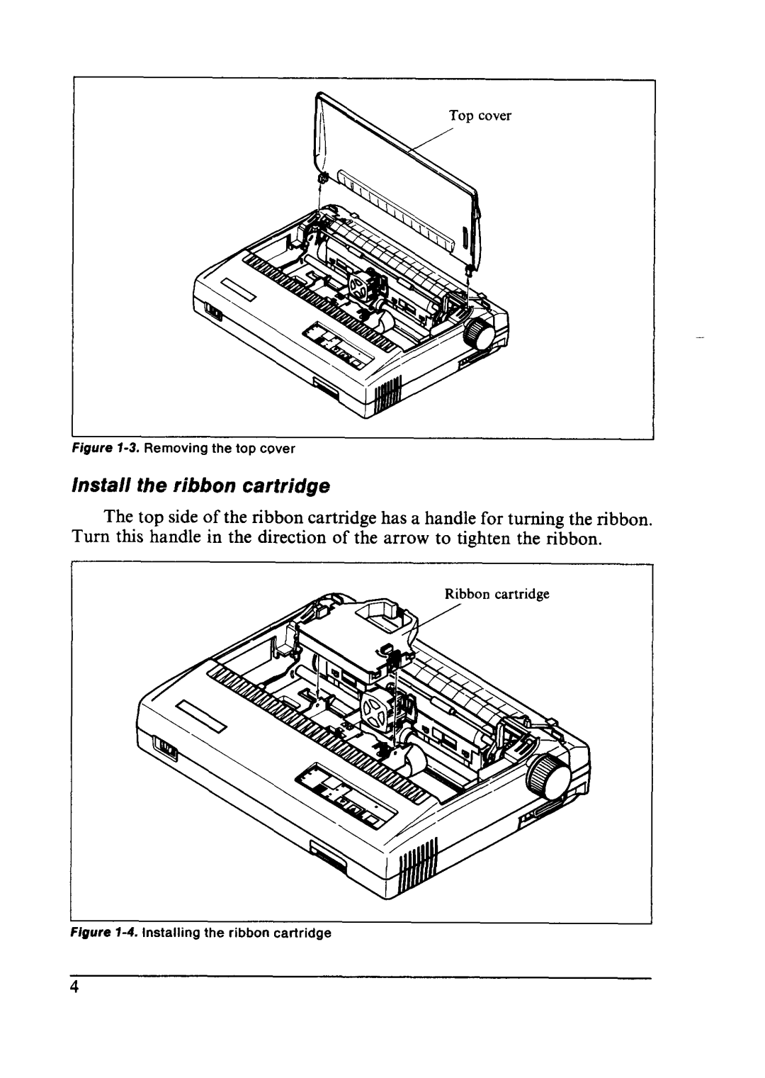 Star Micronics LC24-10 user manual Lnstaii the ribbon cartridge, Removing the top cover 