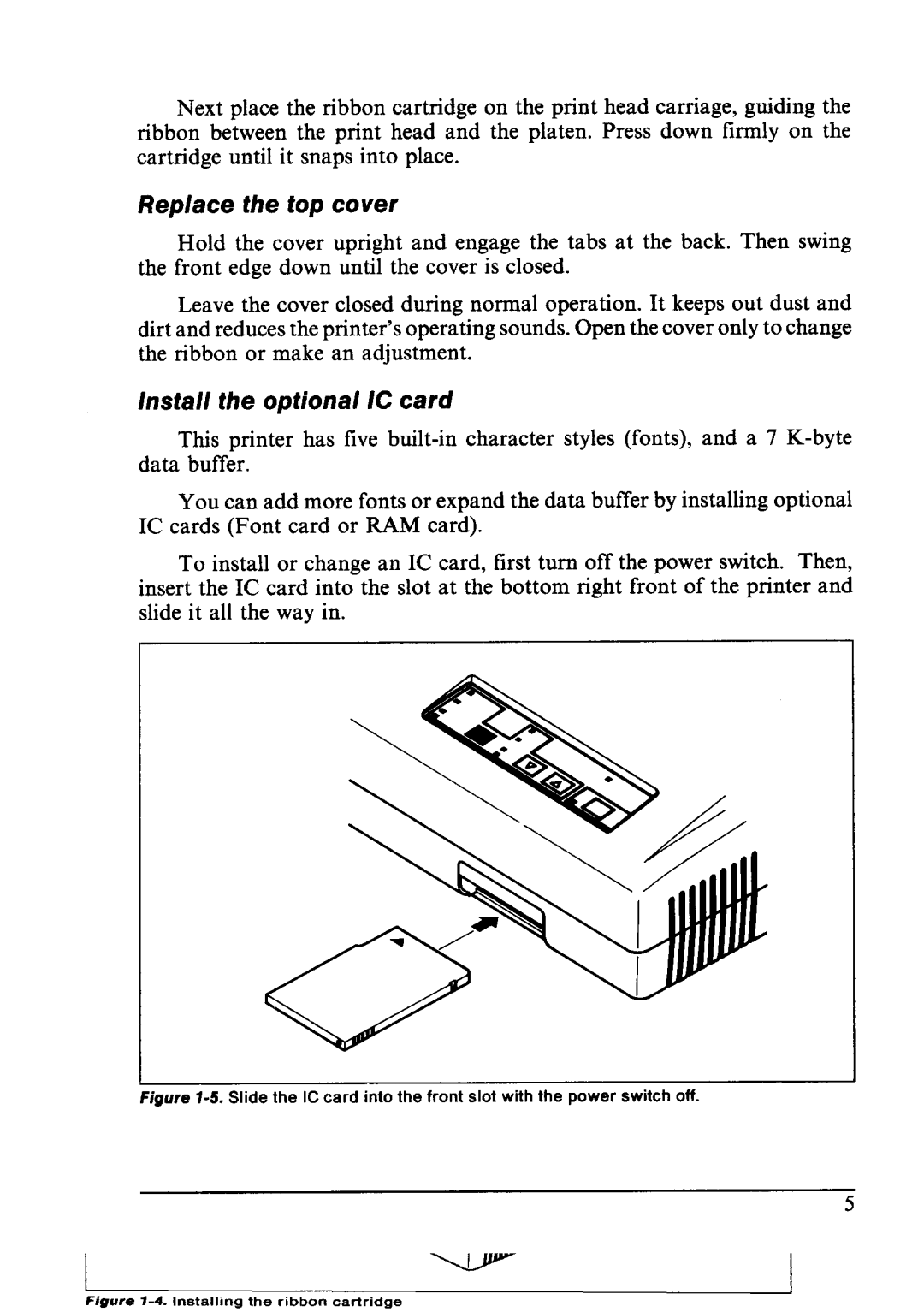 Star Micronics LC24-10 user manual Replace the top cover, Lnsfall the optional IC card 