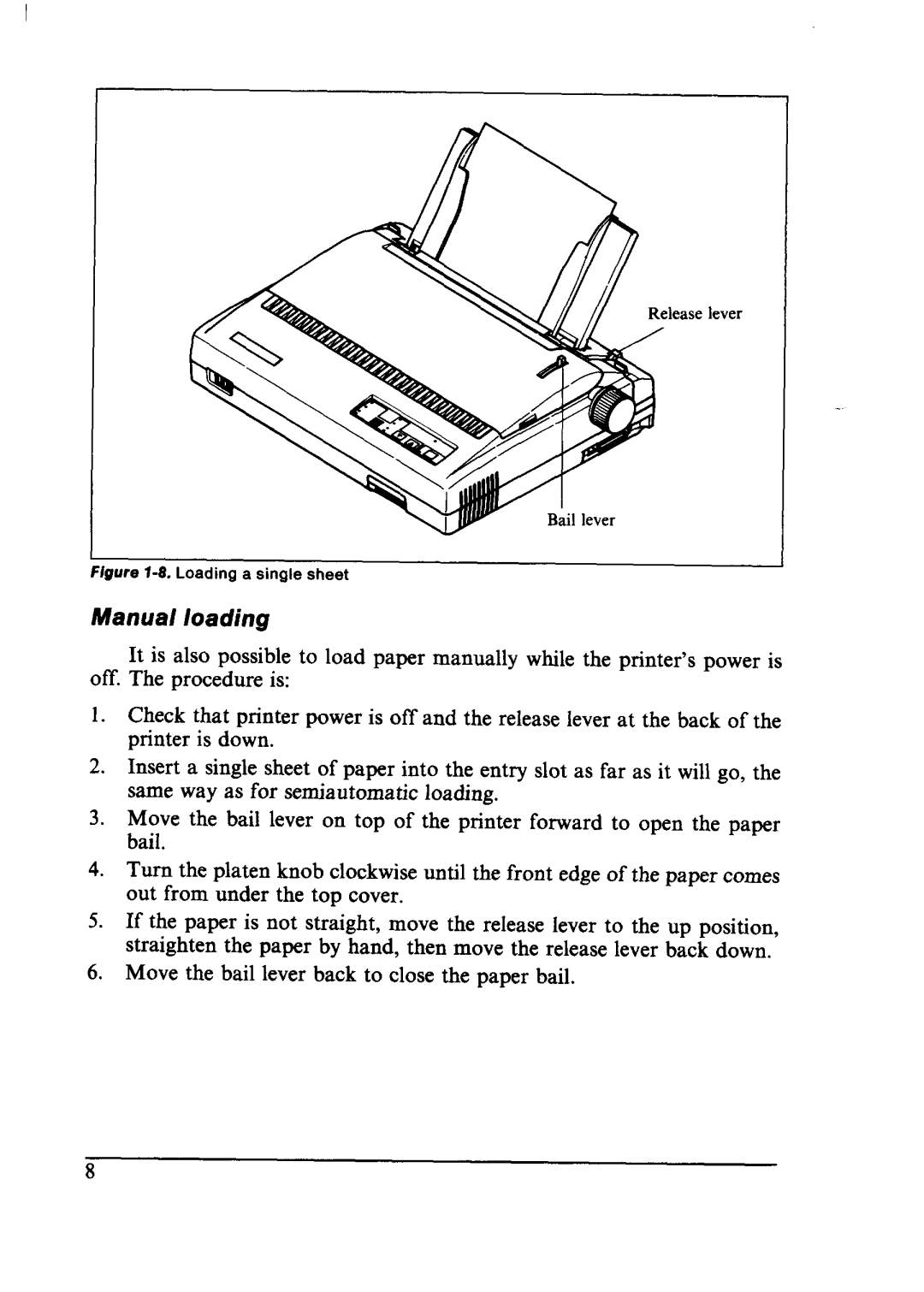 Star Micronics LC24-10 user manual Manual loading 