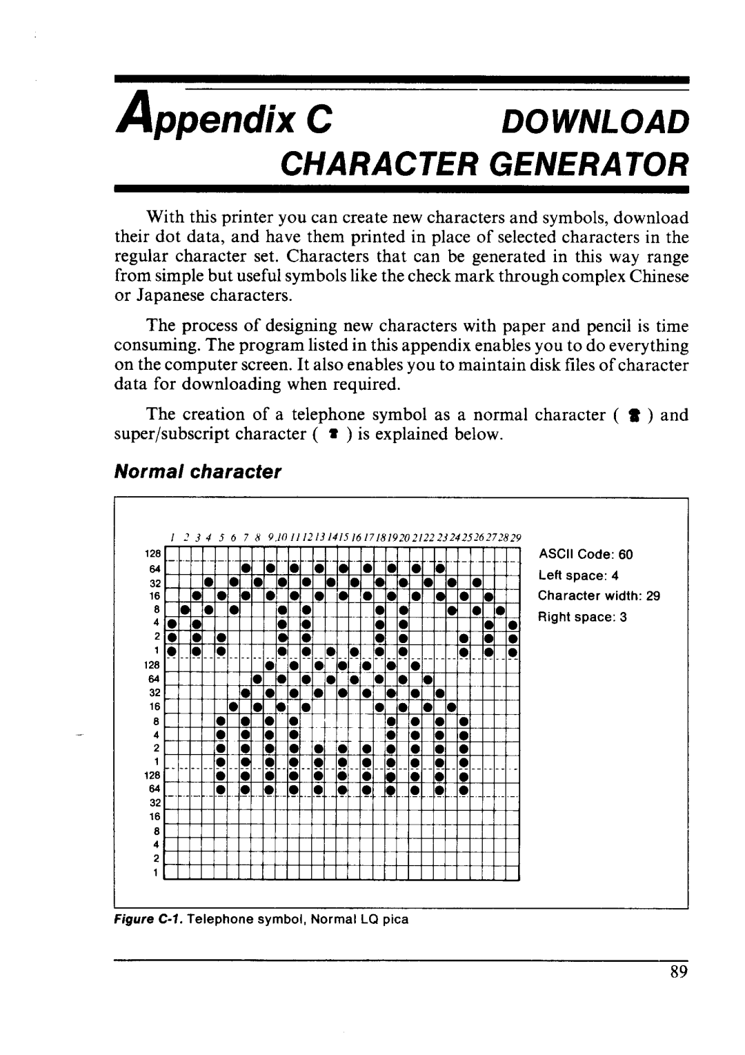 Star Micronics LC24-10 user manual Appenciix Download, Normal character 