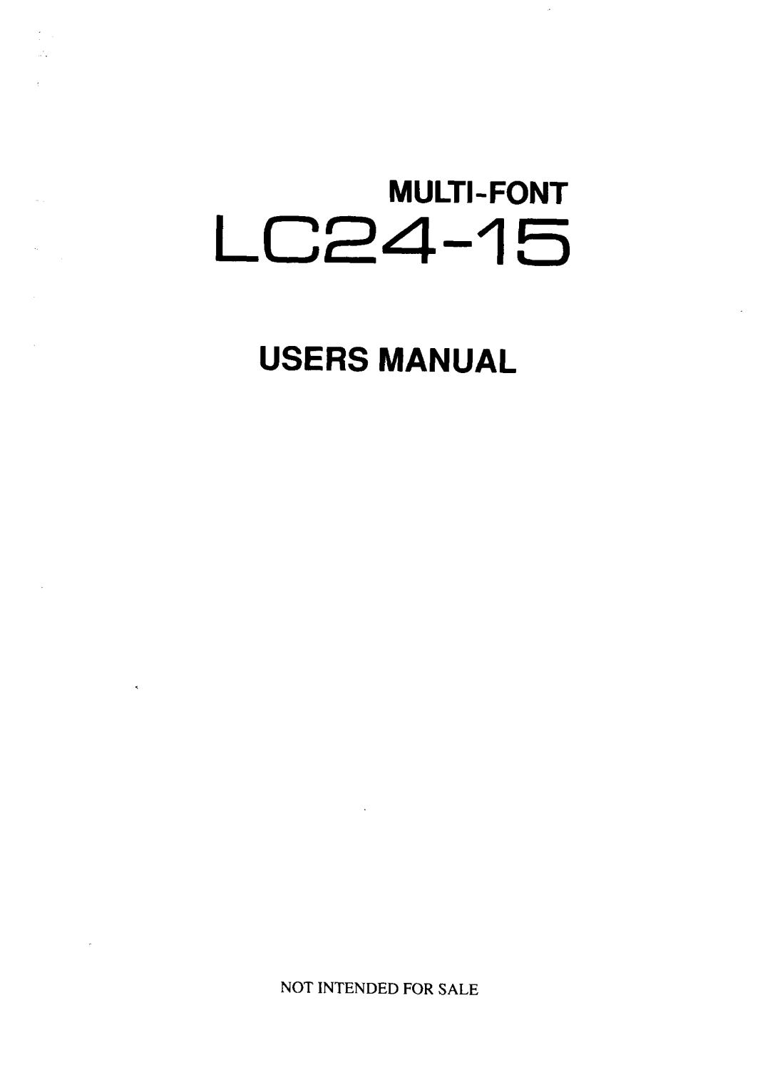 Star Micronics LC24-15 user manual 