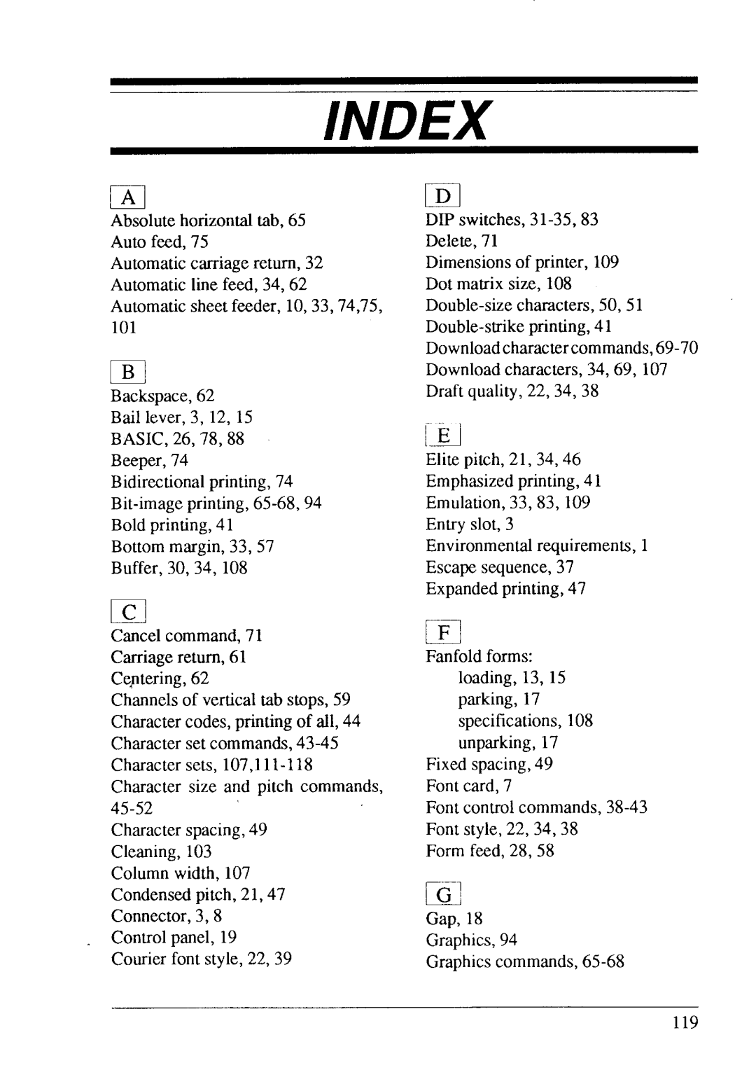 Star Micronics LC24-15 user manual Index 