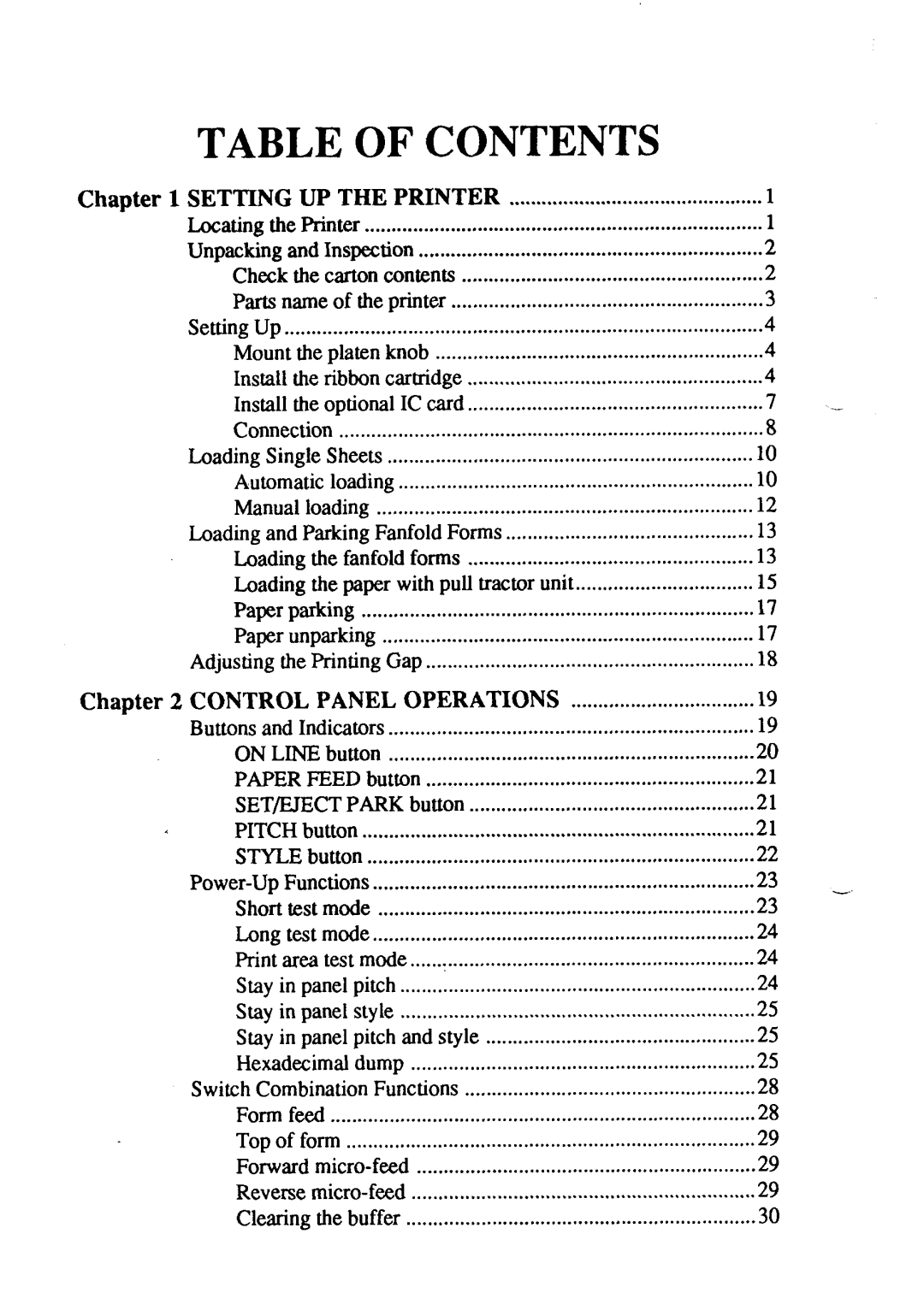 Star Micronics LC24-15 user manual Table of Contents 