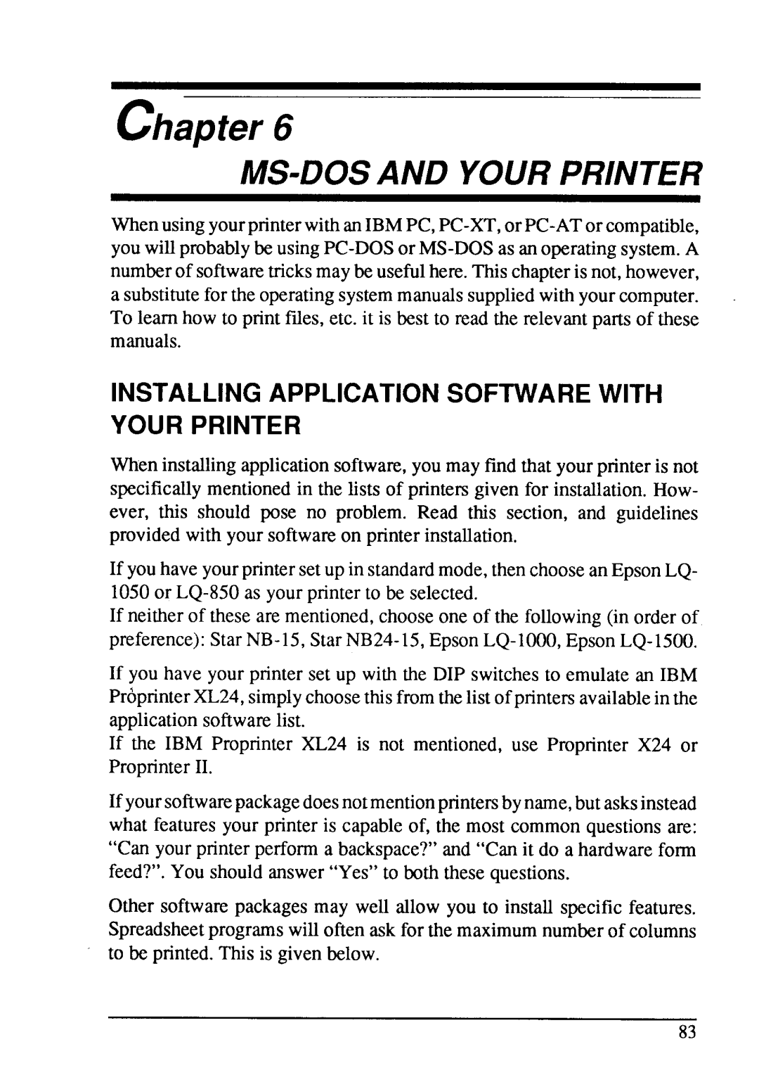 Star Micronics LC24-15 user manual Chapter, Installing Application Software with Your Printer 