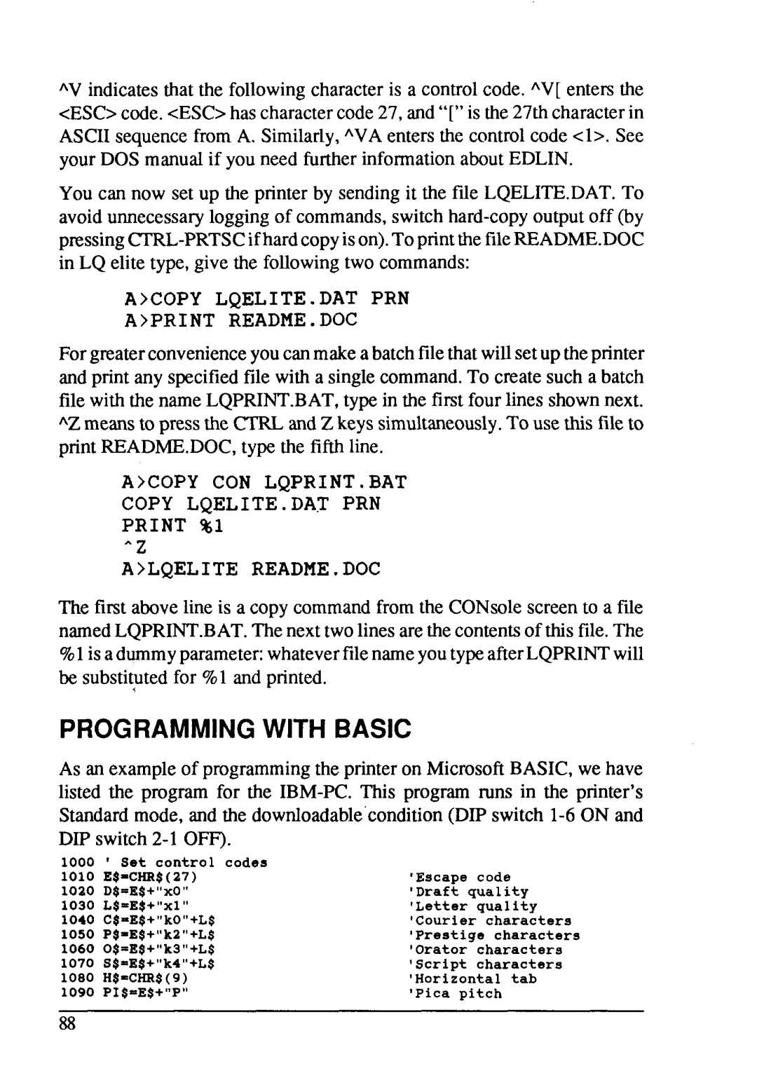 Star Micronics LC24-15 user manual Programming with Basic 