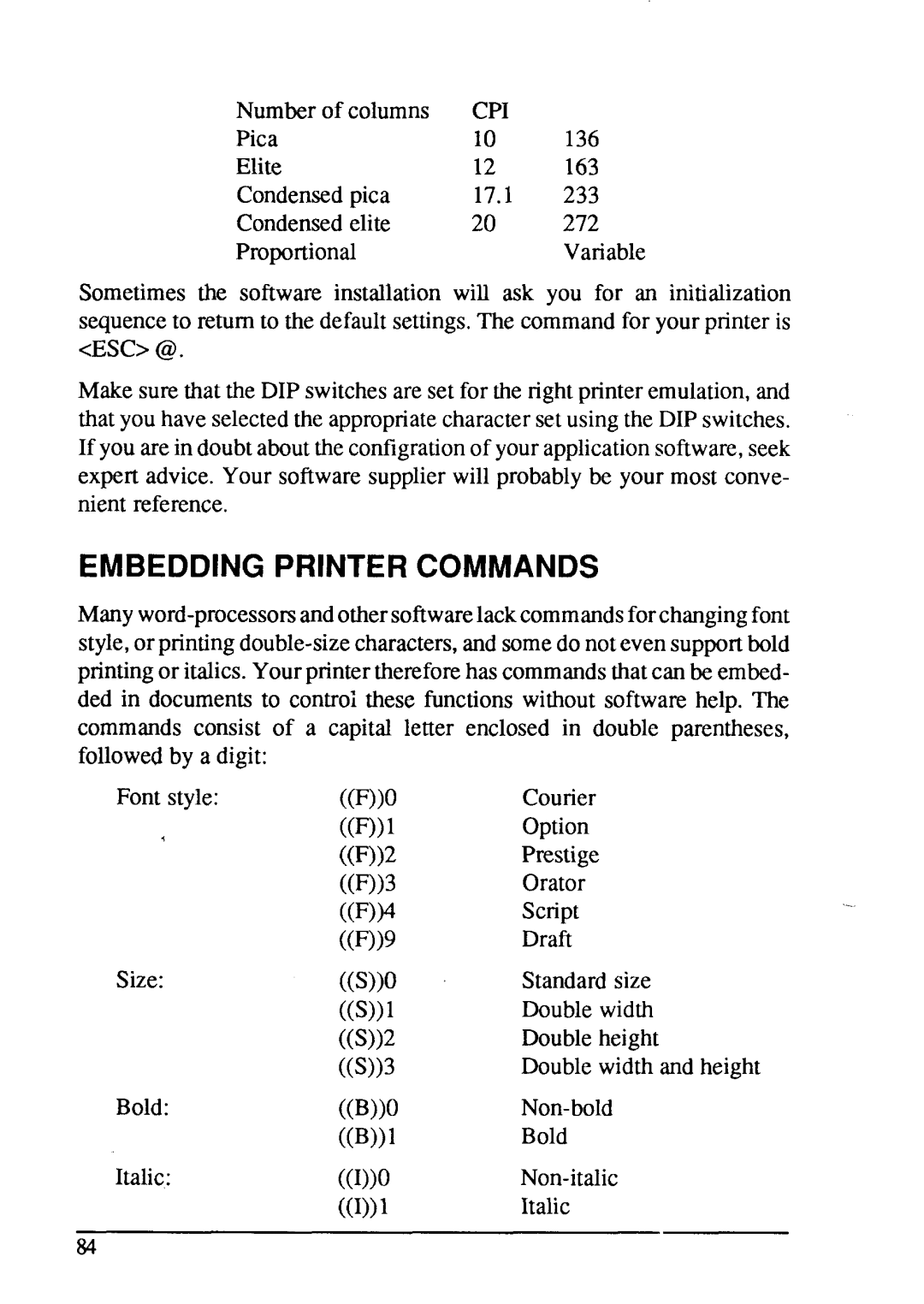 Star Micronics LC24-15 user manual Embedding Printer Commands 