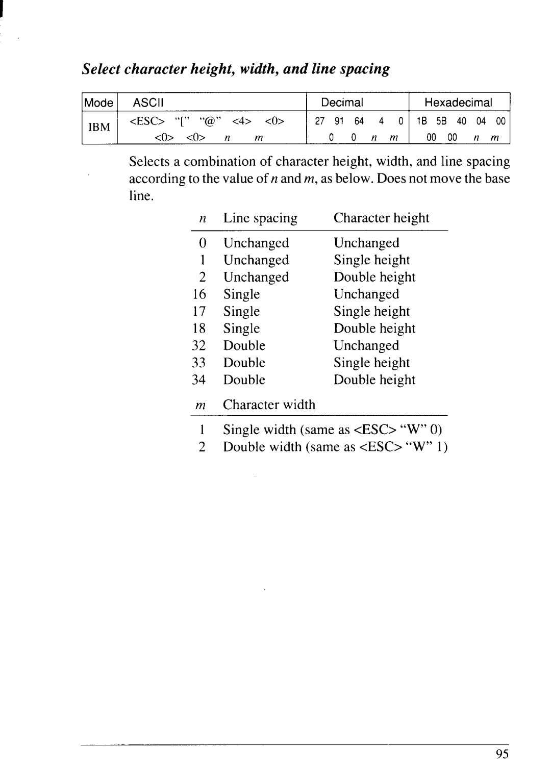 Star Micronics LC24-20 user manual Select character height, width, and line spacing 