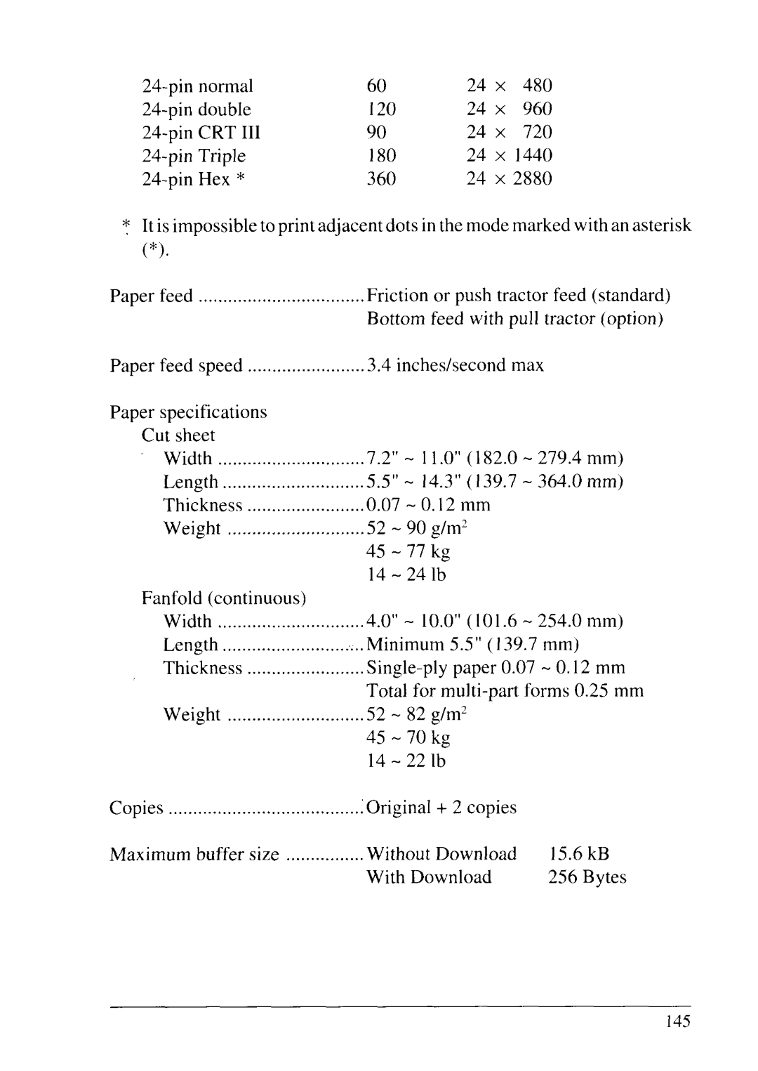 Star Micronics LC24-20 user manual Friction or push tractor feed standard 