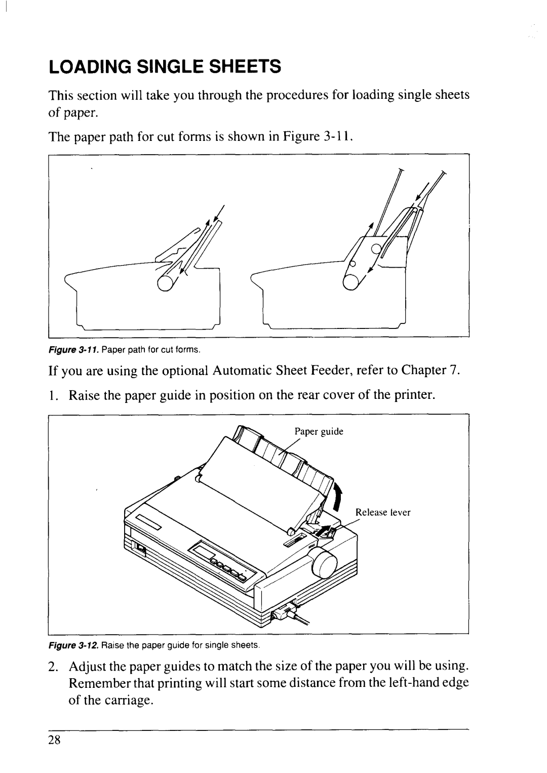 Star Micronics LC24-20 user manual Loading Single Sheets, Paper path for cut forms 