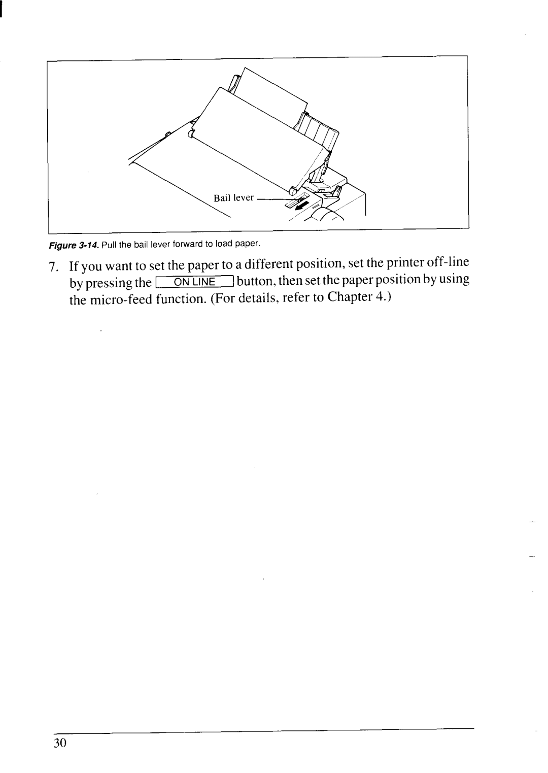 Star Micronics LC24-20 user manual Pull the bail lever forward to load paper 