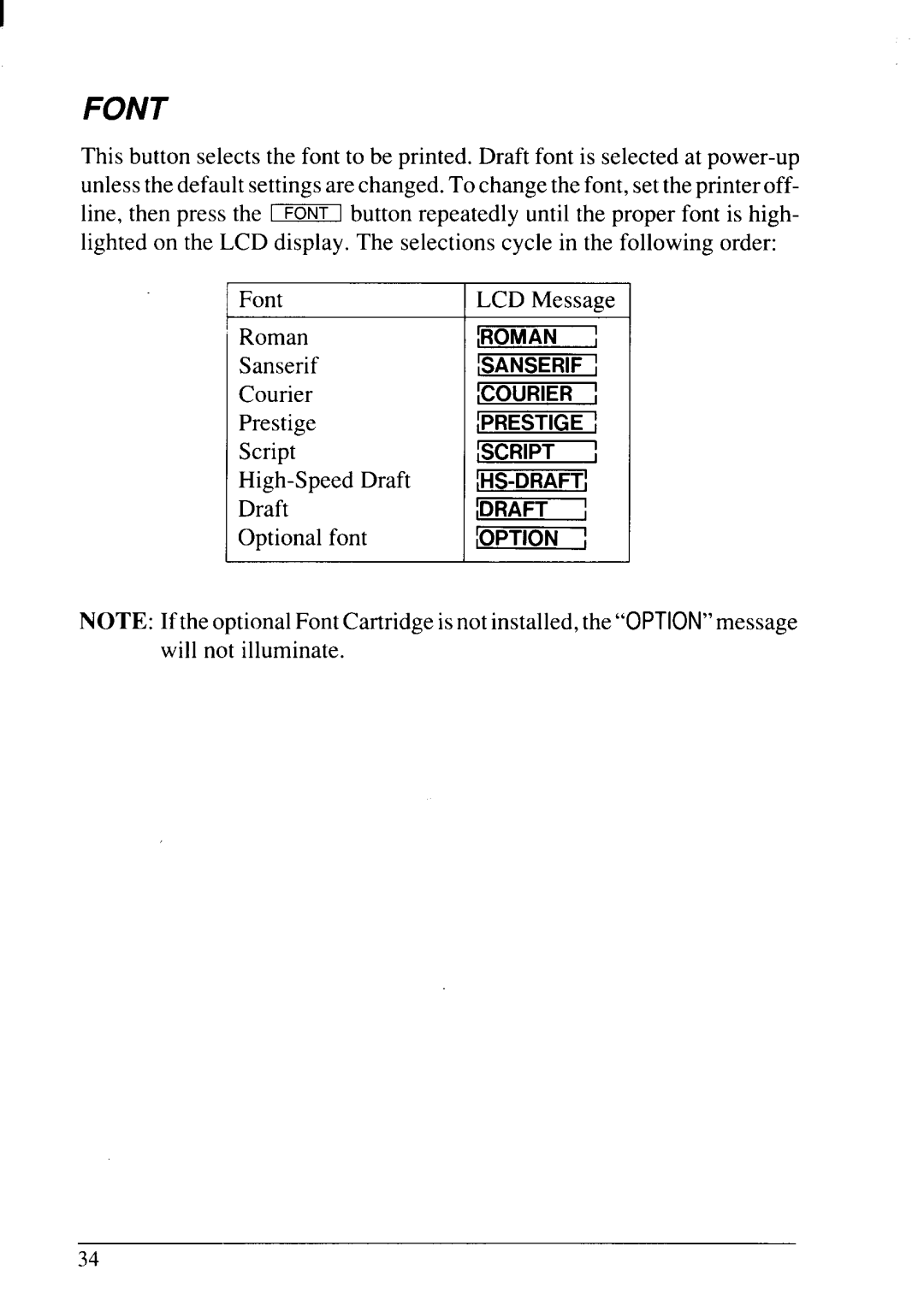 Star Micronics LC24-20 user manual Font 