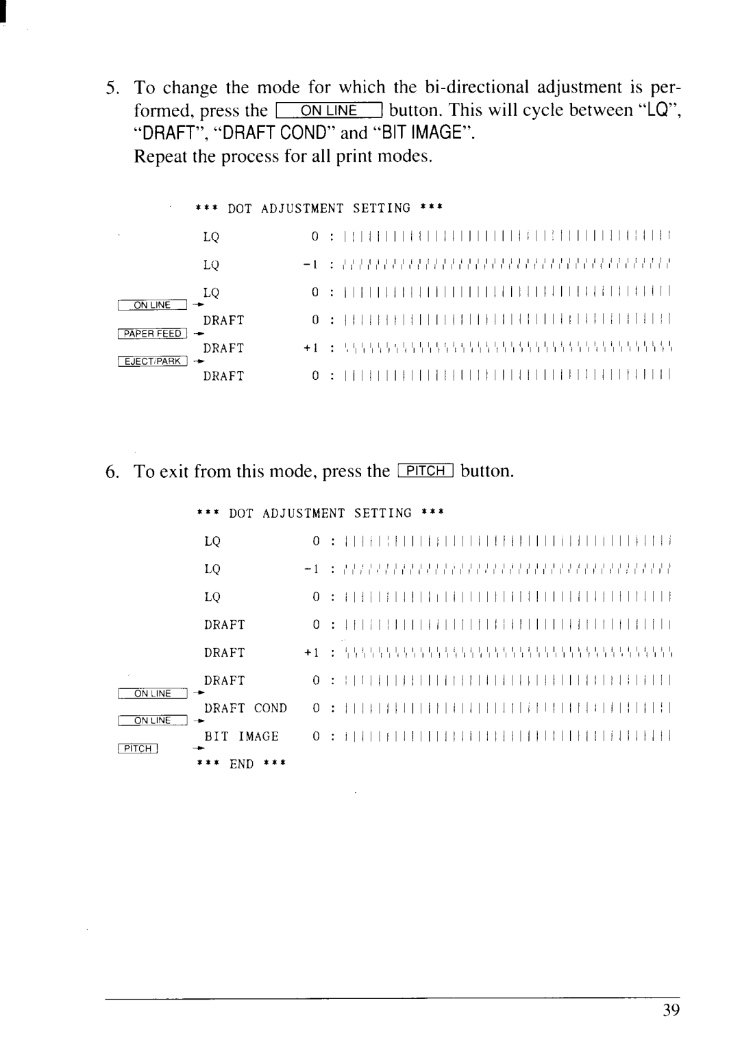 Star Micronics LC24-20 user manual DRAFT, Draft Cond and BIT Image 