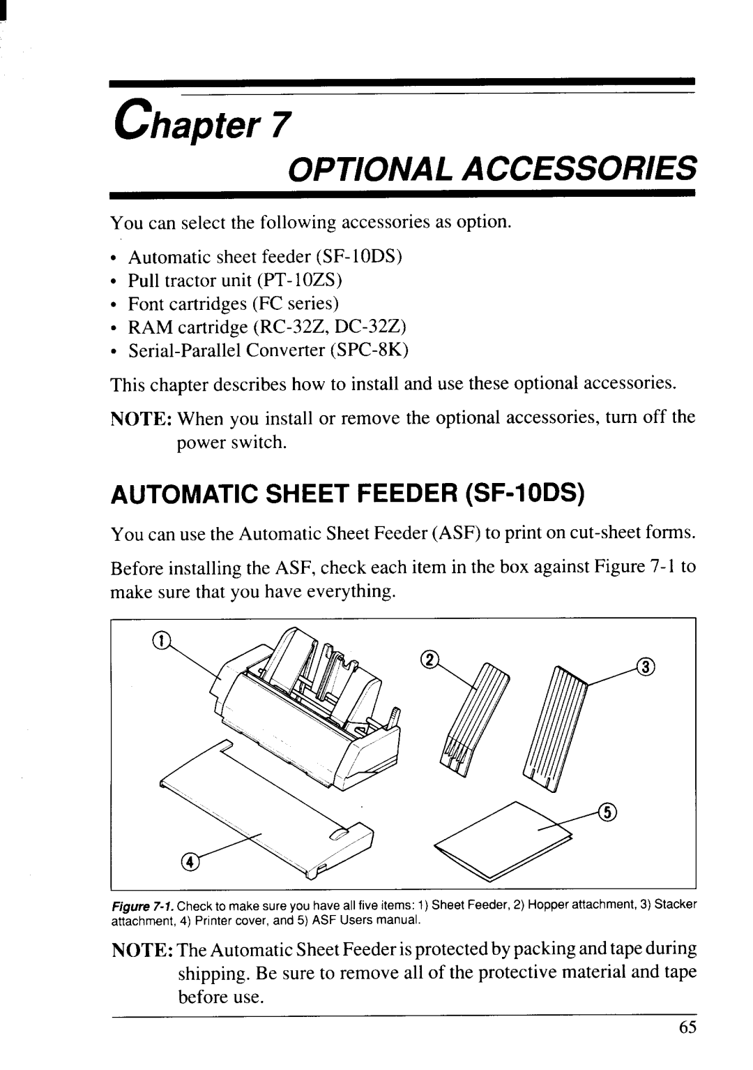 Star Micronics LC24-20 user manual Optional Accessories, Automatic Sheet Feeder SF-1ODS 