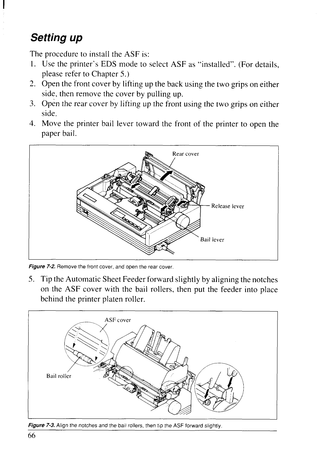 Star Micronics LC24-20 user manual Setting up, Remove the front cover, and open the rear cover 