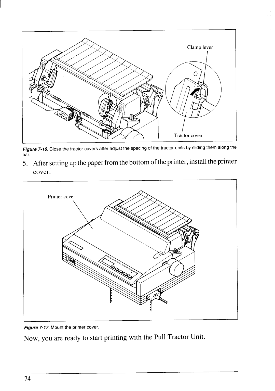 Star Micronics LC24-20 user manual Clamp lever Tractor cover 