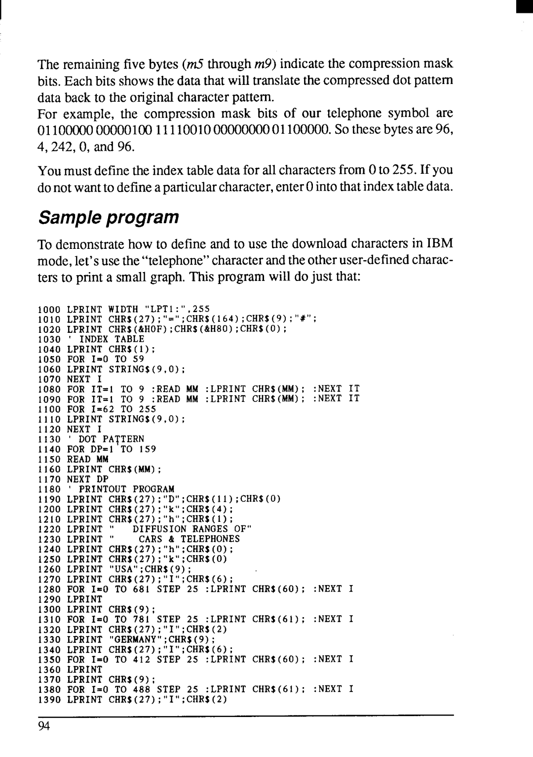 Star Micronics LC24-200 user manual 1180‘ Printoutprogram 