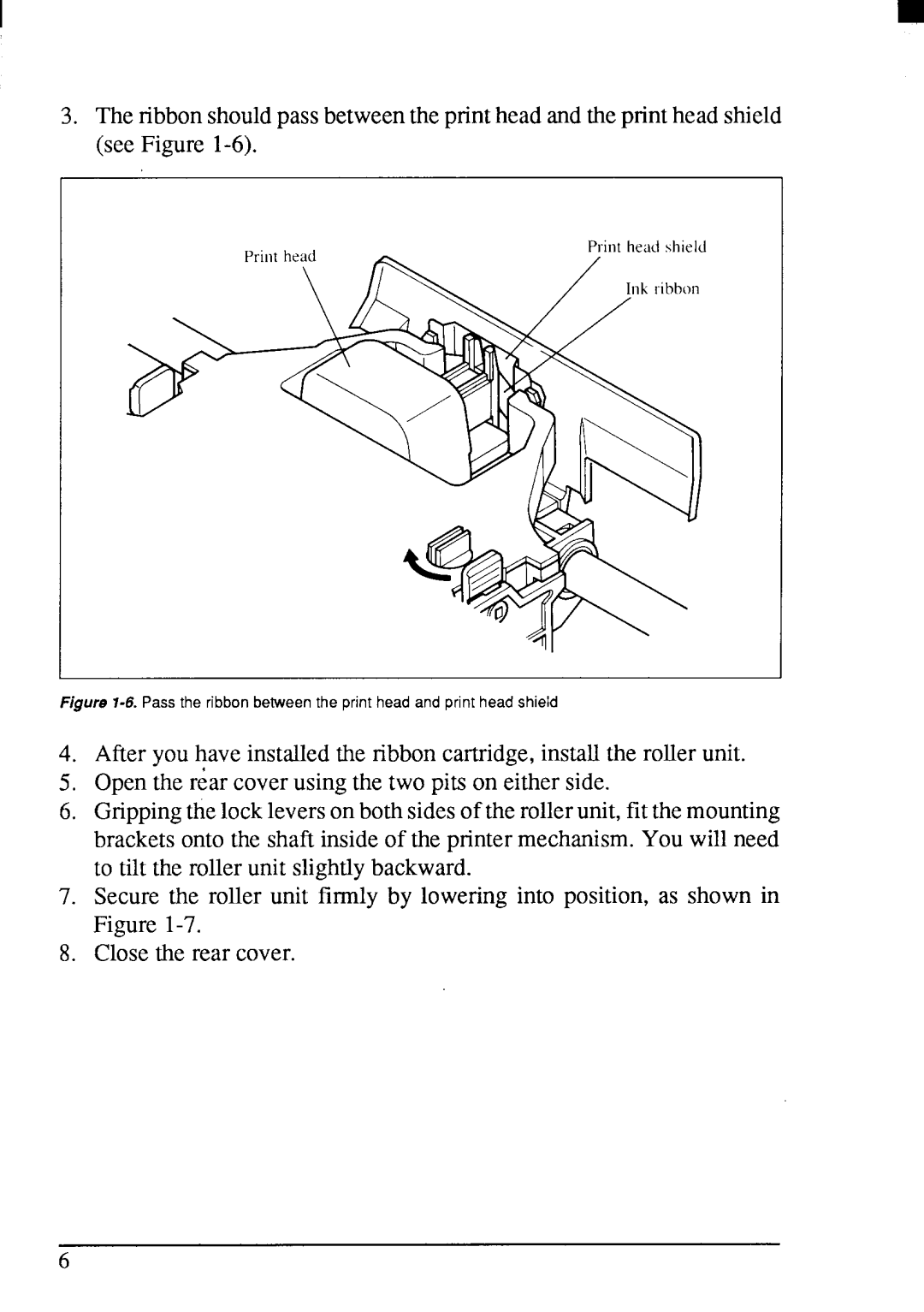 Star Micronics LC24-200 user manual Pass the ribbon between the print head and print head shield 