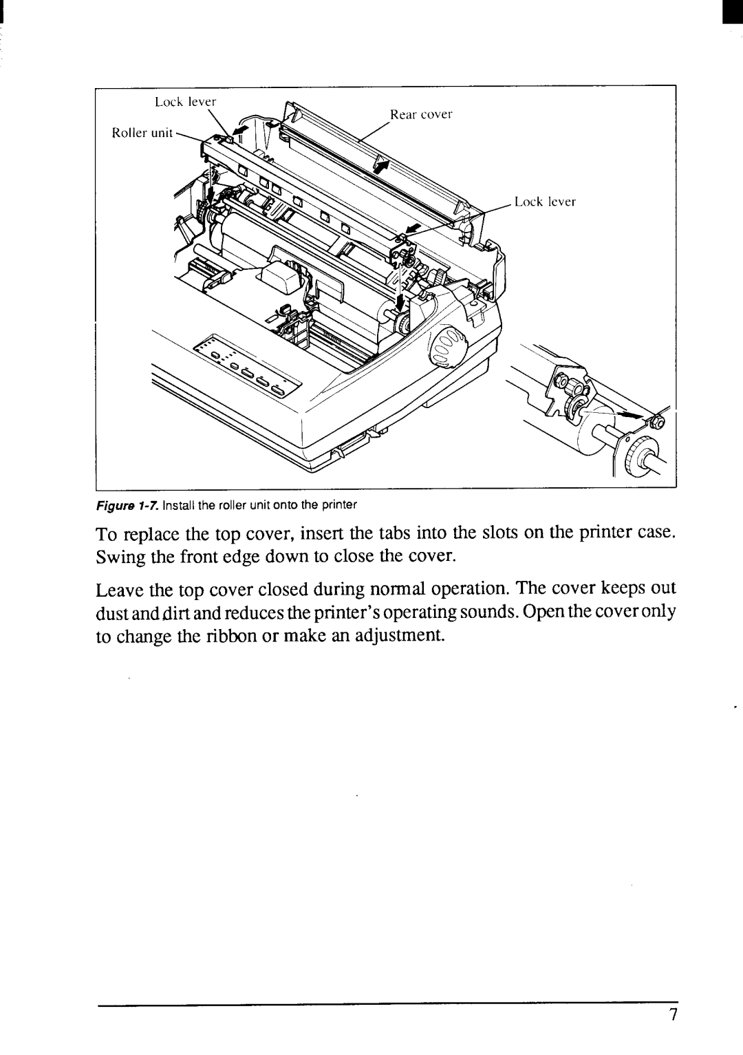 Star Micronics LC24-200 user manual Figure i-7.Install the roller unit onto the printer 