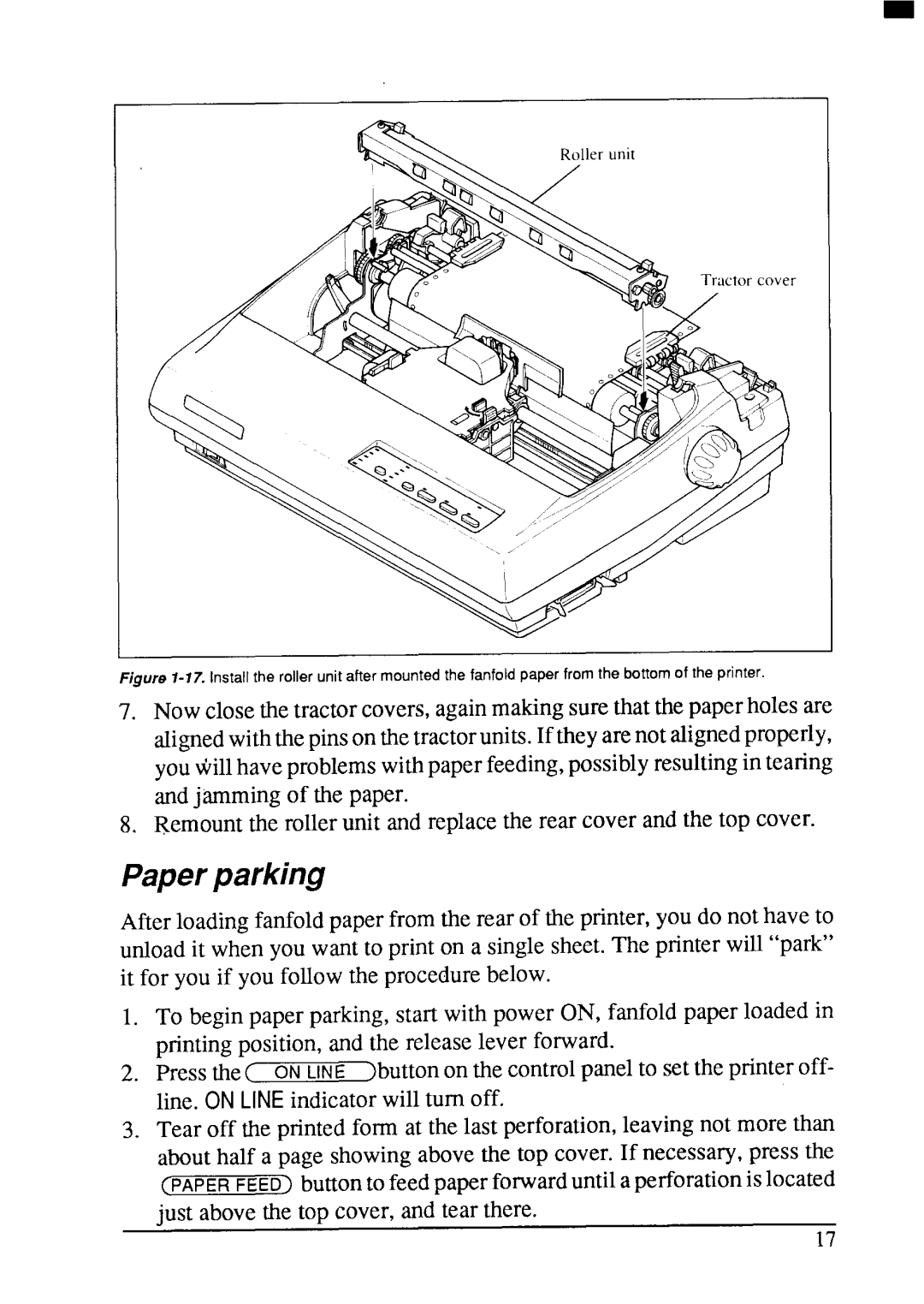 Star Micronics LC24-200 user manual Paper parking 