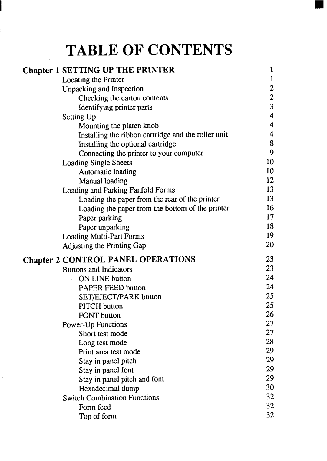 Star Micronics LC24-200 user manual Table of Contents 